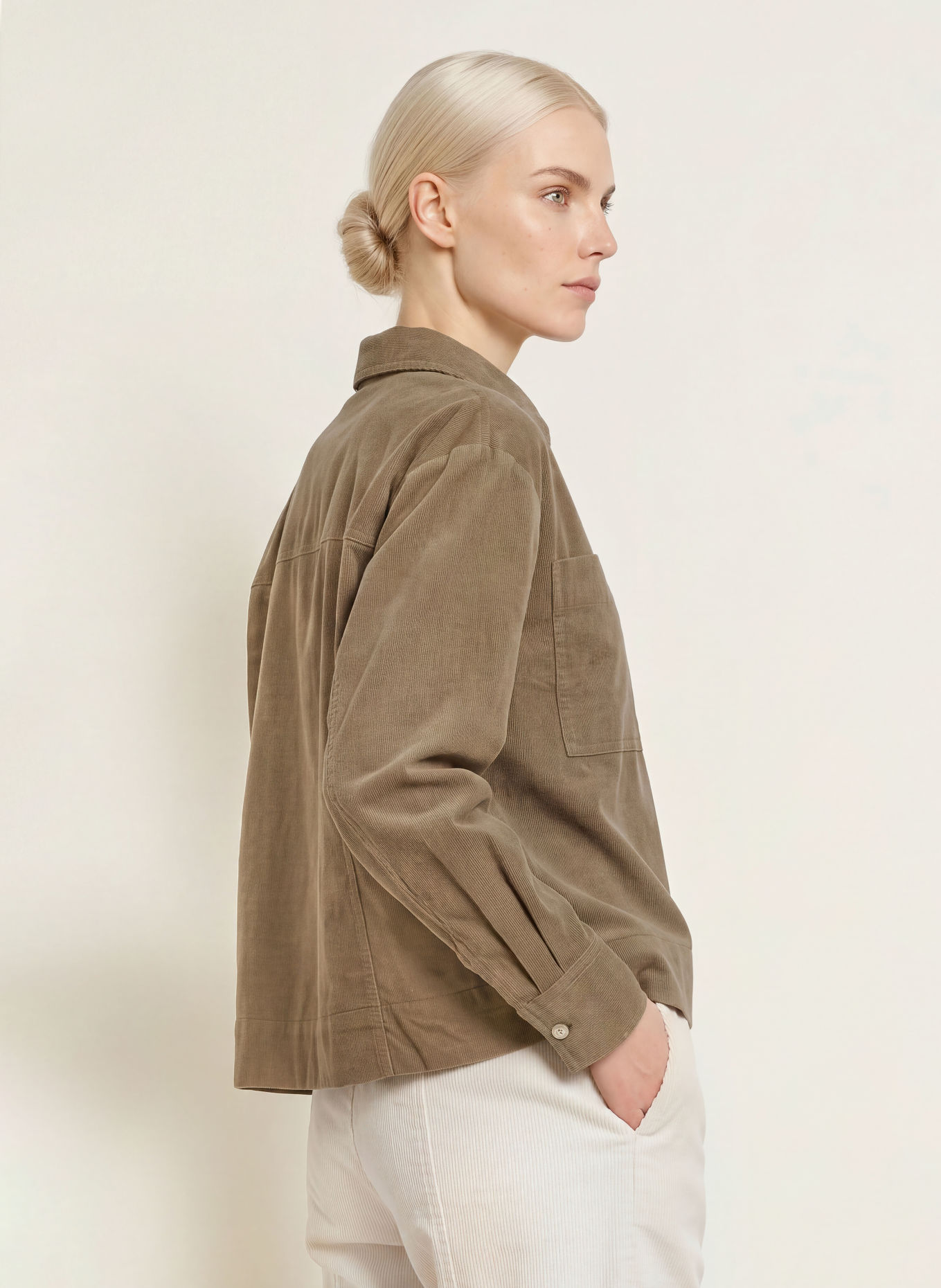 OPUS FRONNA corduroy shirt blouse: BEIGE