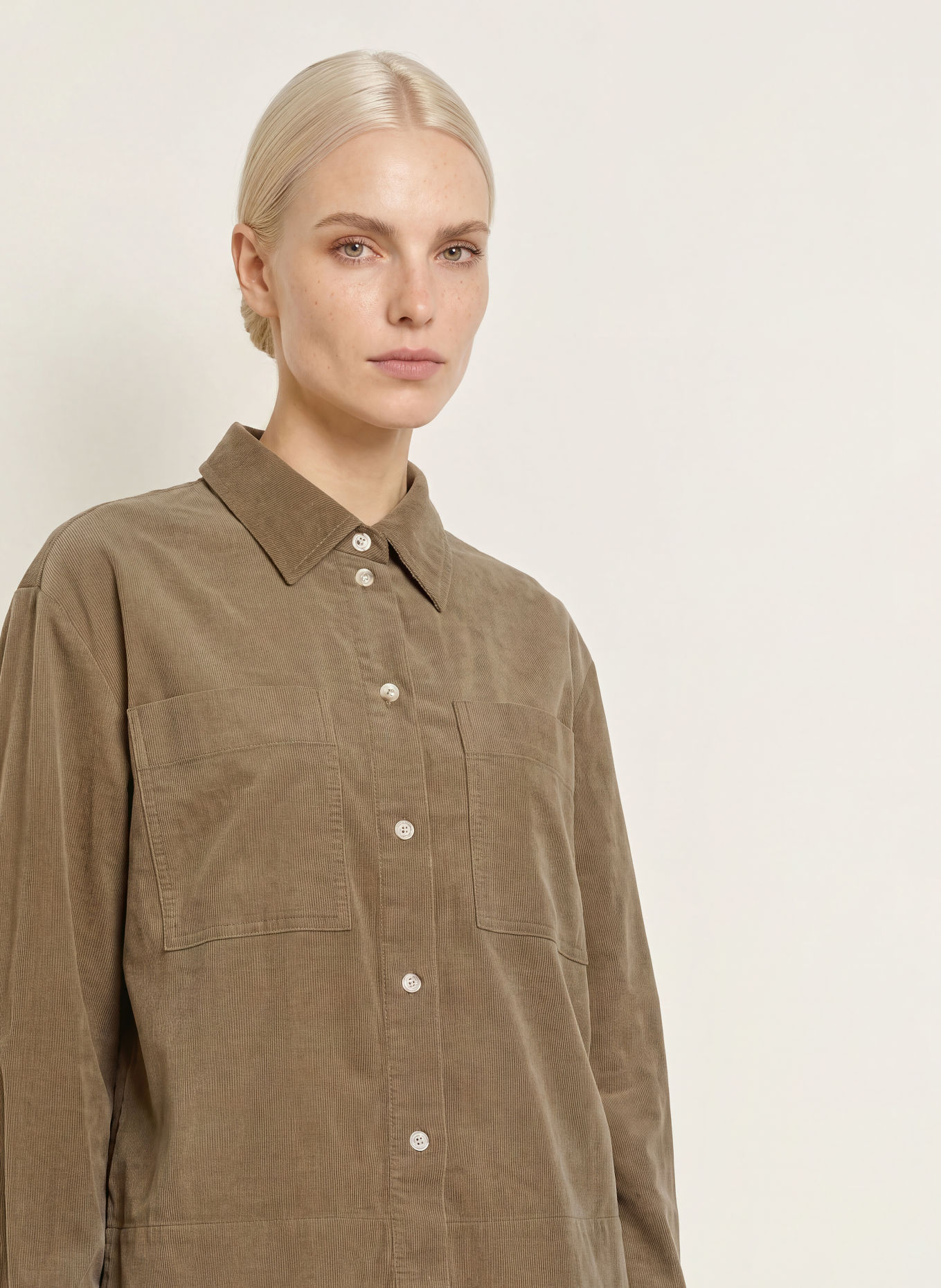 OPUS FRONNA corduroy shirt blouse: BEIGE