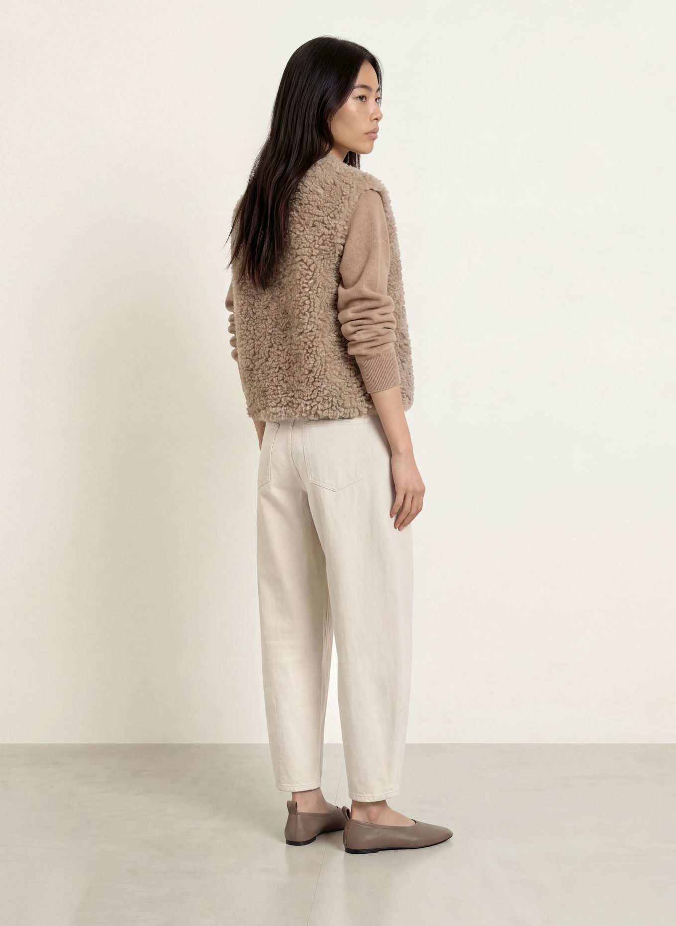 OPUS Bodywarmer van kunstbont WIKARA: TAUPE