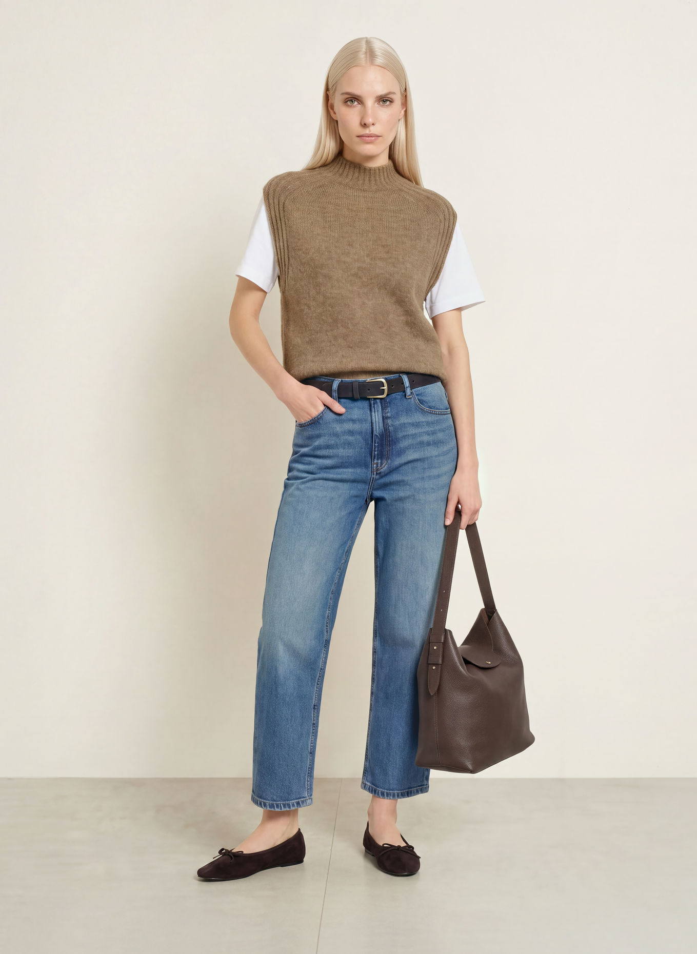 OPUS Pull sans manches PIRELLA: BEIGE