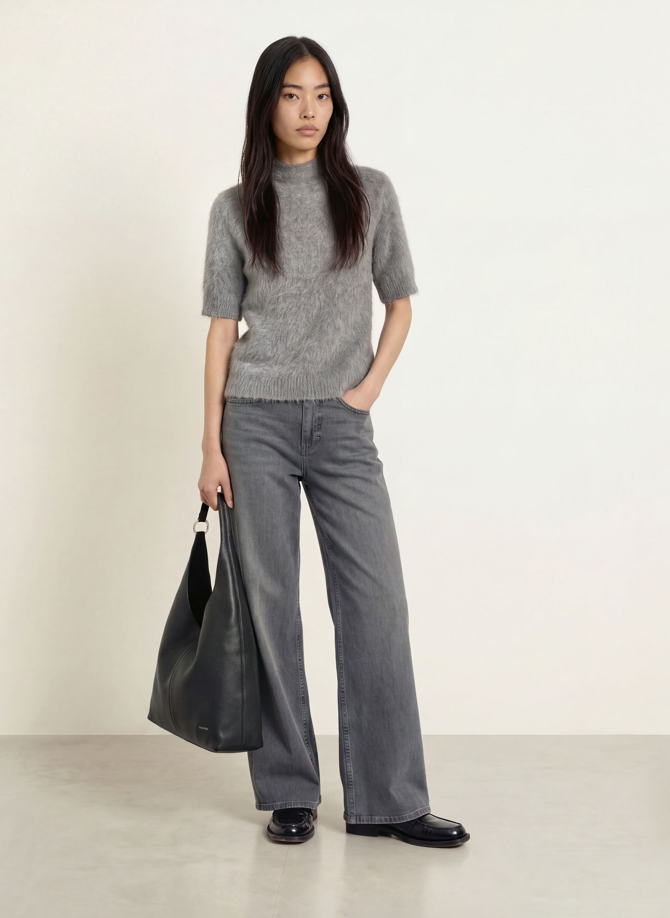 someday TUOMINA Knit shirt with Alpaca: GRAY