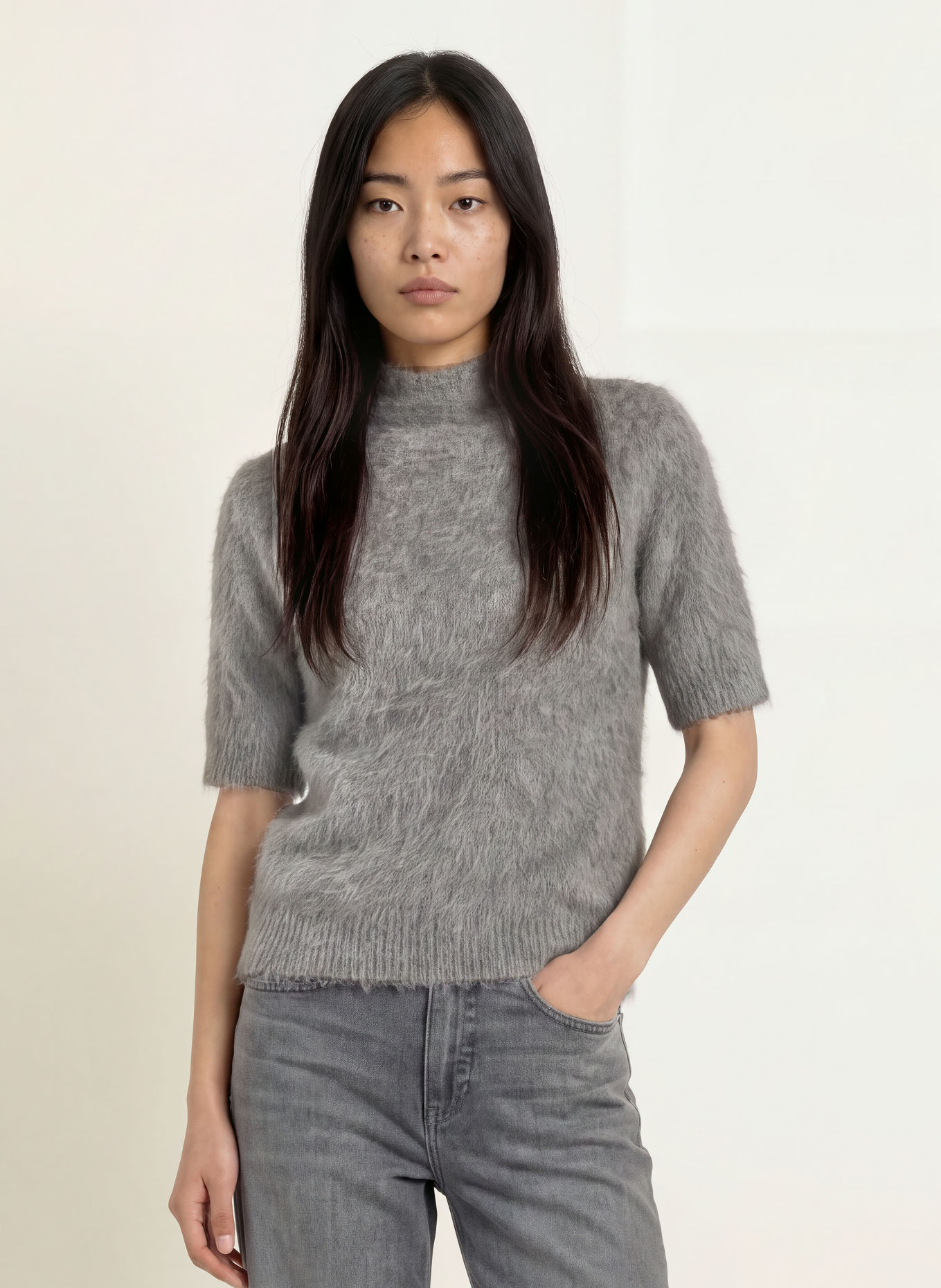 someday TUOMINA Knit shirt with Alpaca: GRAY