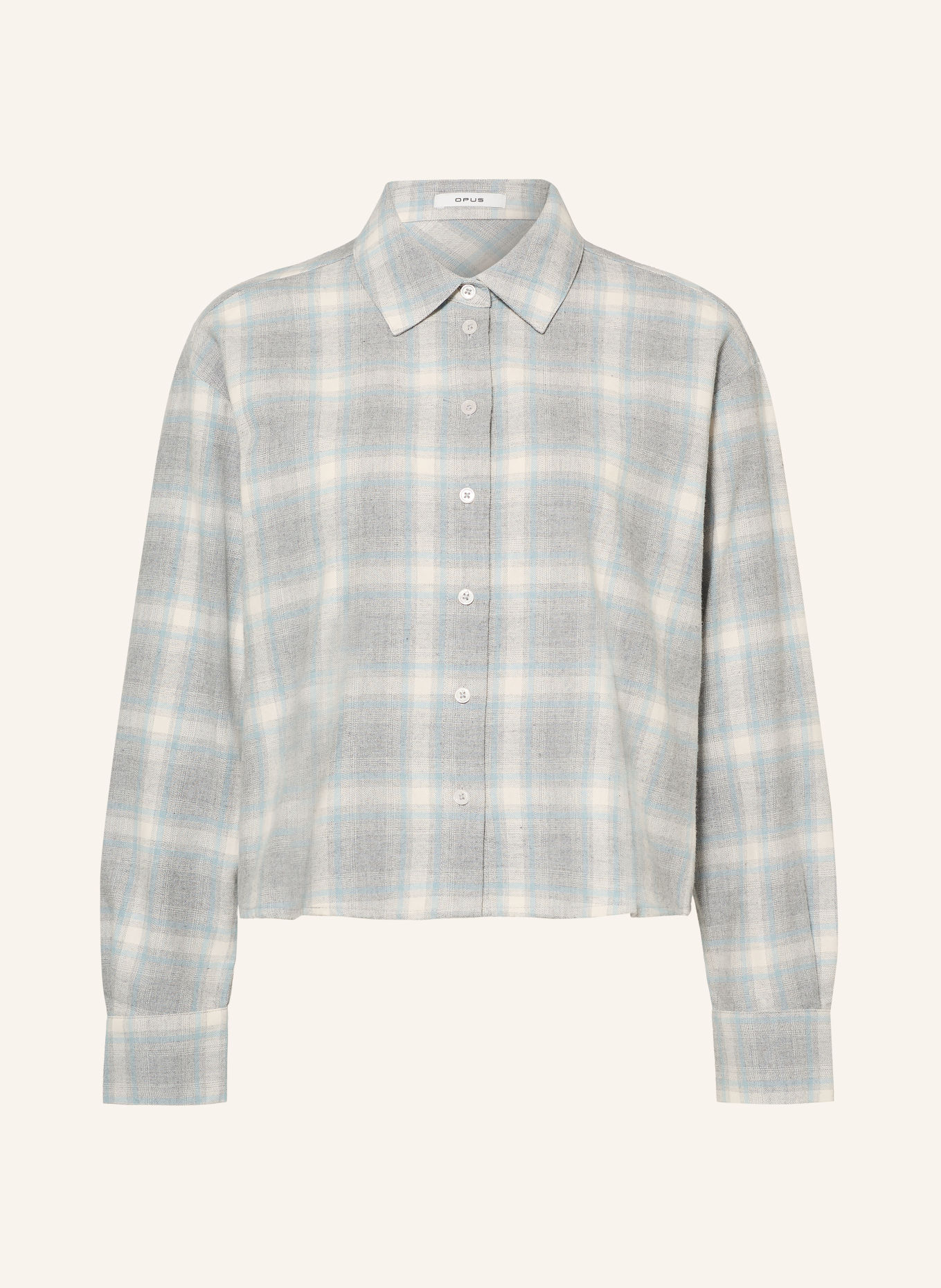 OPUS FLAKARO-overhemdblouse van flanel: GRIJS / ECRU / BLAUWGRIJS