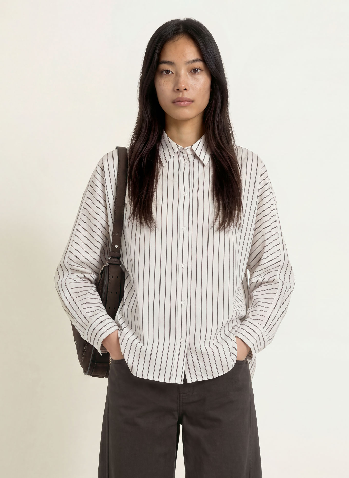 OPUS Skjortebluse FOHA: HVID / BEIGE / SORT
