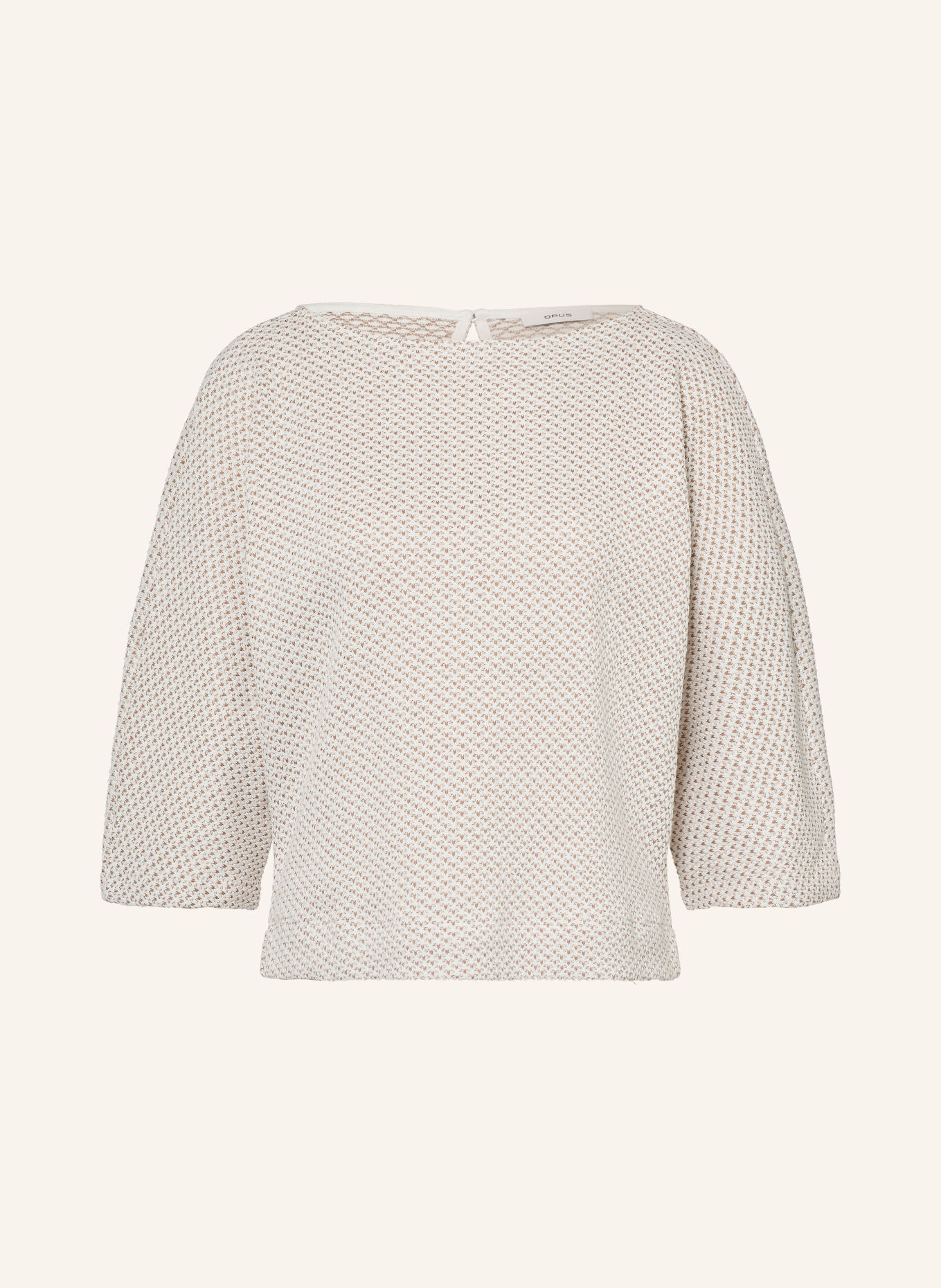 OPUS SASSONI-trui met 3/4-mouwen: BEIGE / WIT