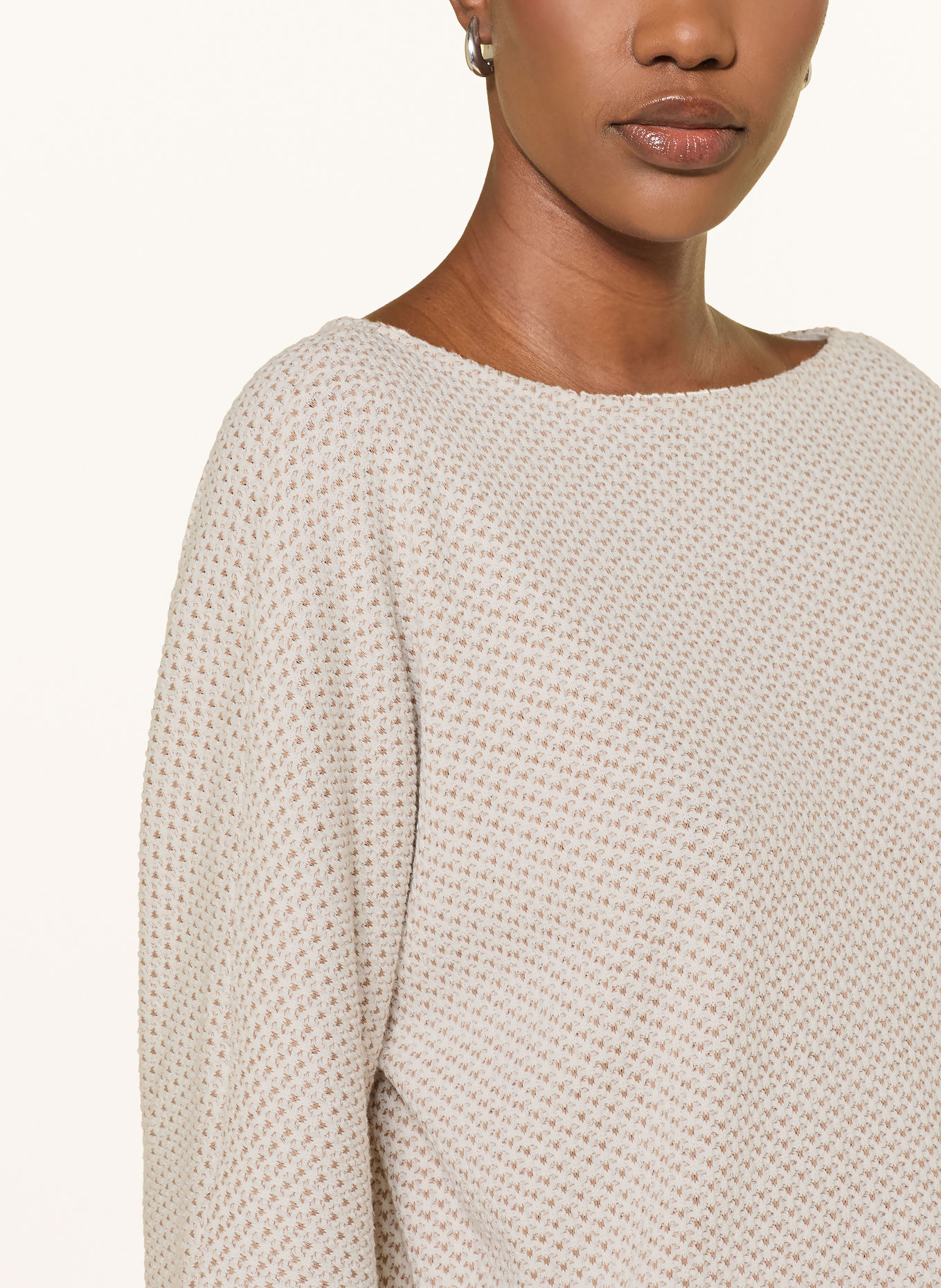 OPUS SASSONI-trui met 3/4-mouwen: BEIGE / WIT
