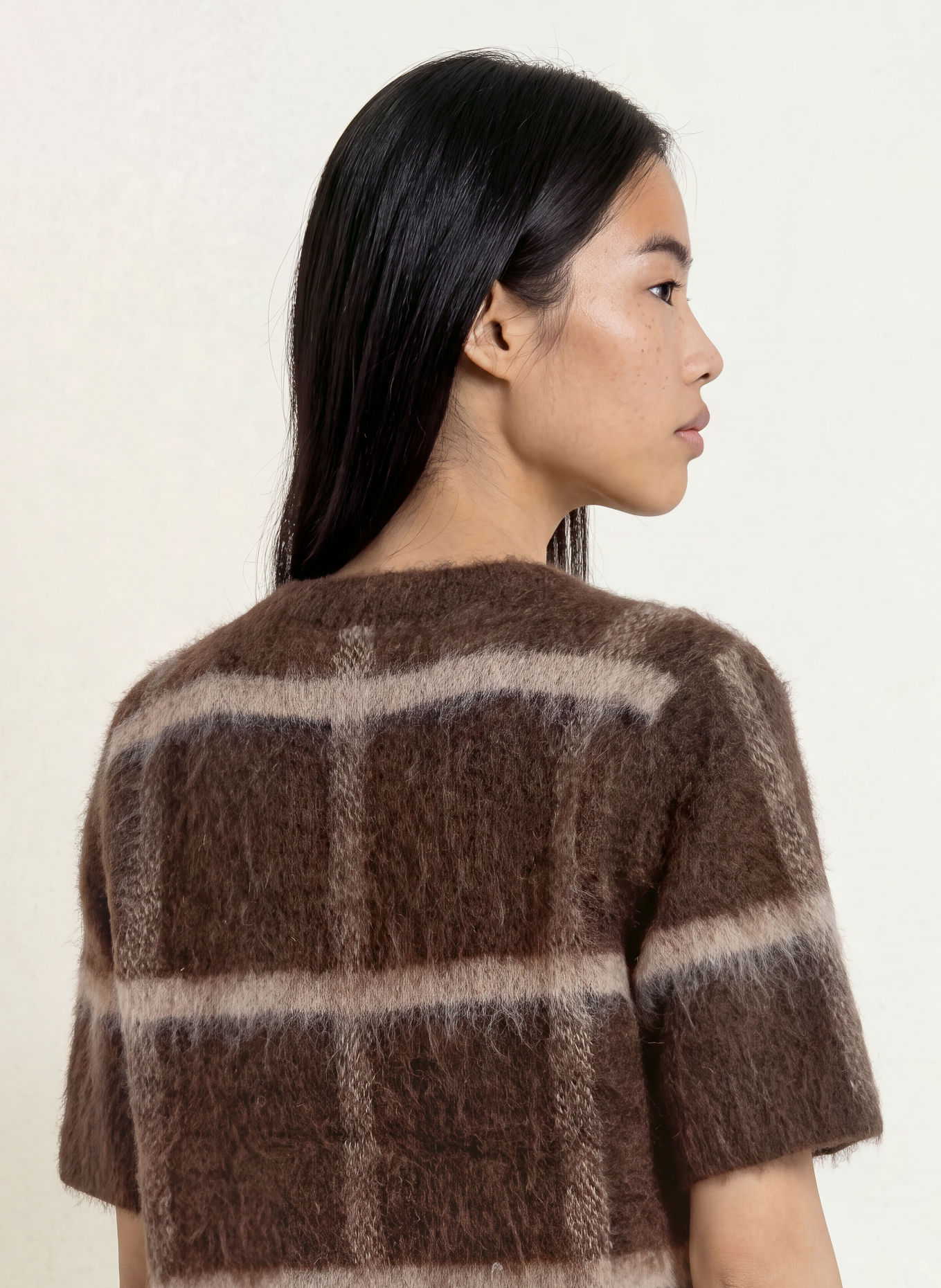 someday TICARO Knit Shirt: DARK BROWN / BEIGE