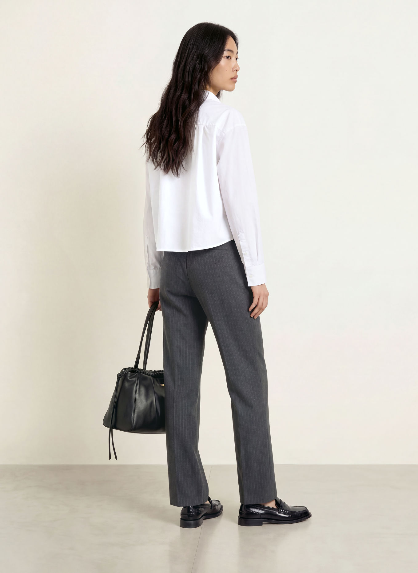 OPUS Pantalon palazzo MELANE: GRIS FONCÉ