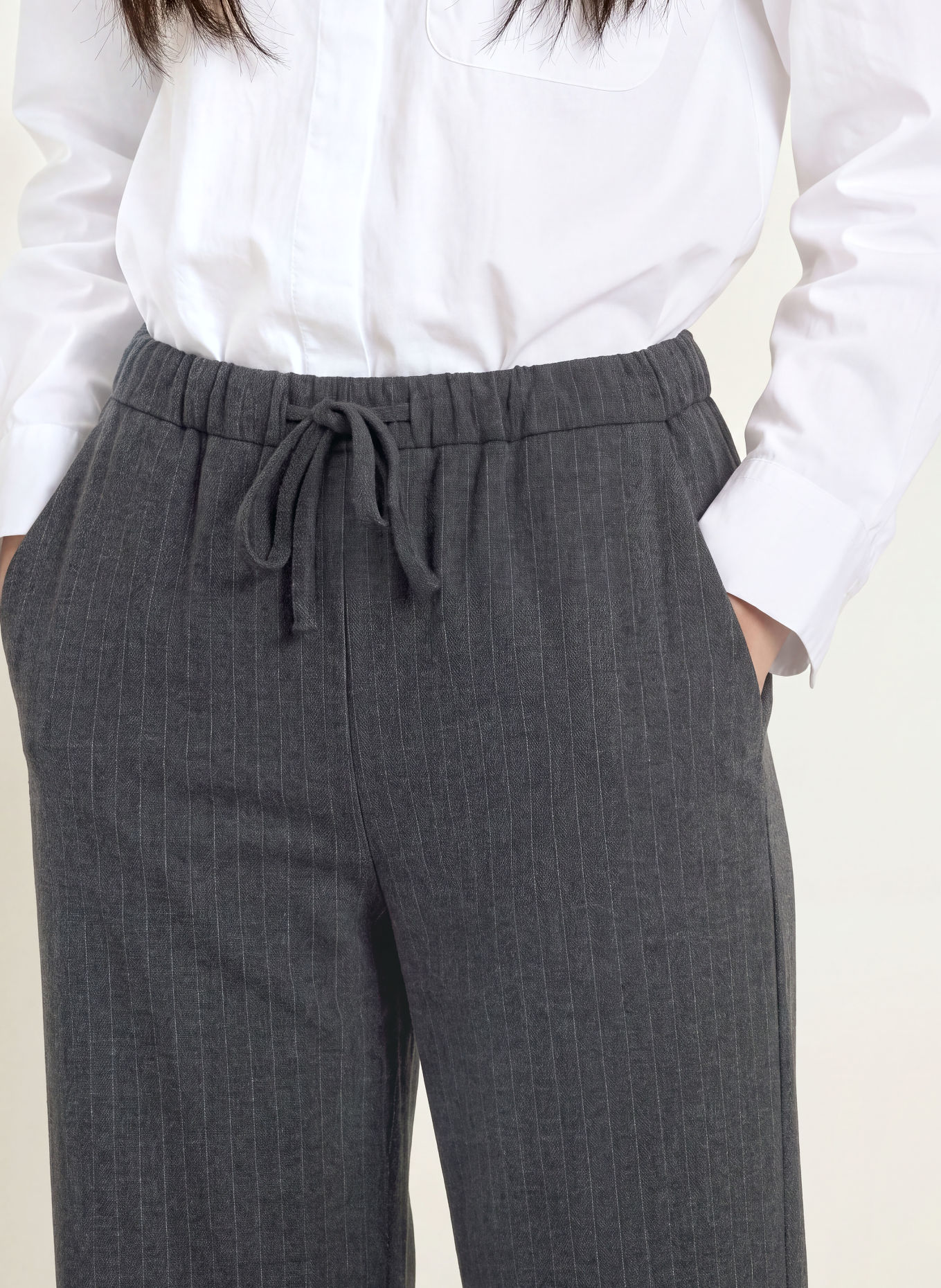OPUS Pantalon palazzo MELANE: GRIS FONCÉ