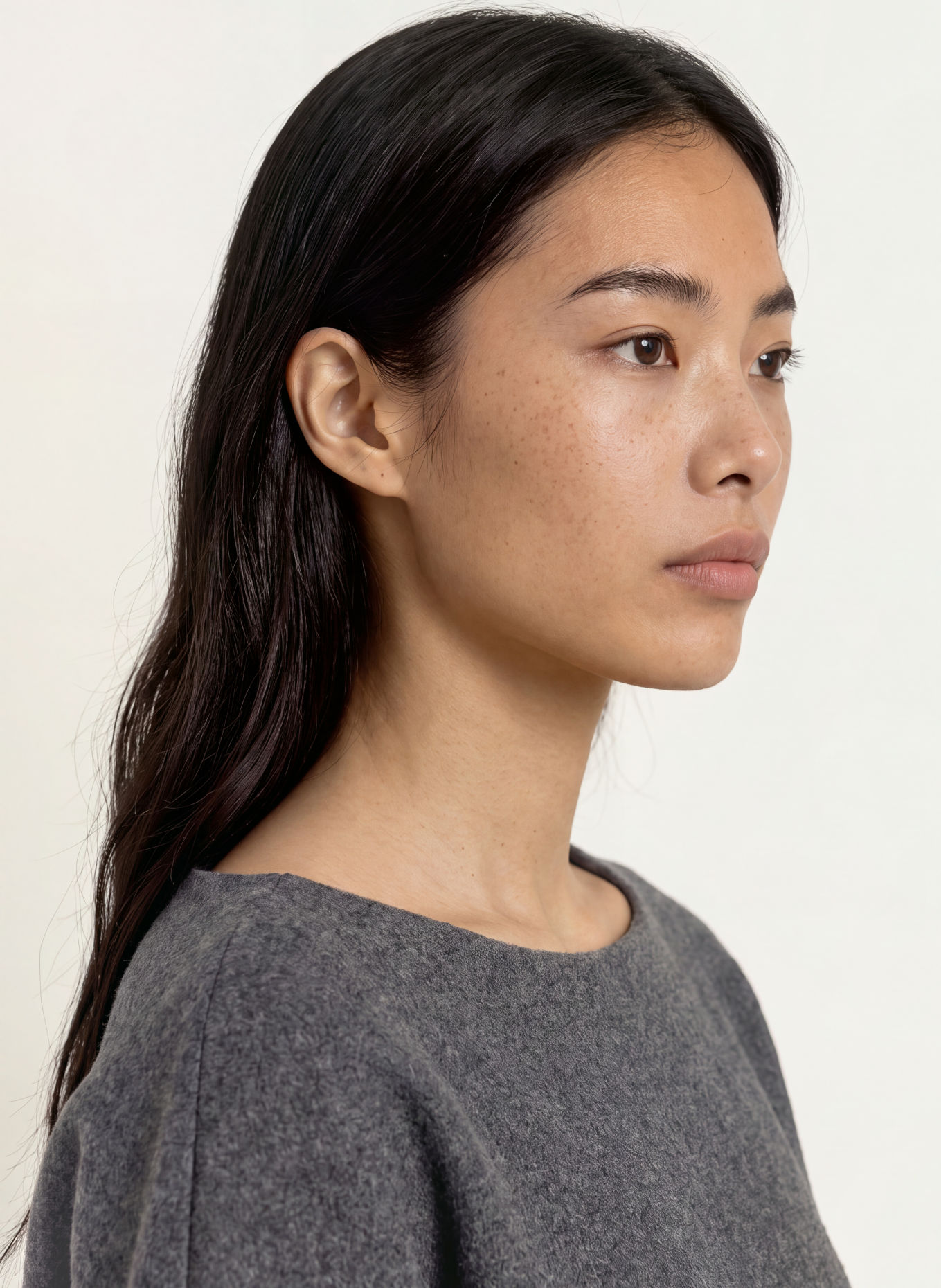 OPUS Haut GUSSI à manches 3/4 en flanelle: GRIS FONCÉ