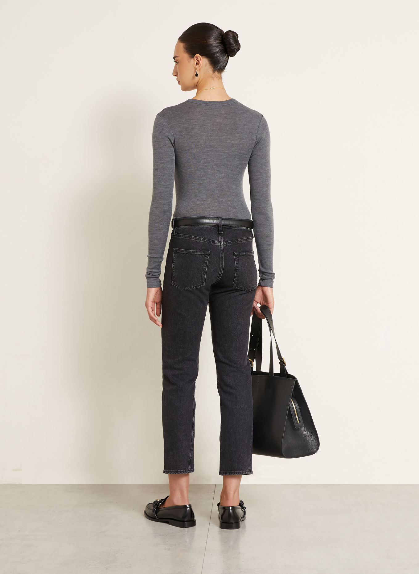 RÓHE Longsleeve aus Merinowolle: DUNKELGRAU