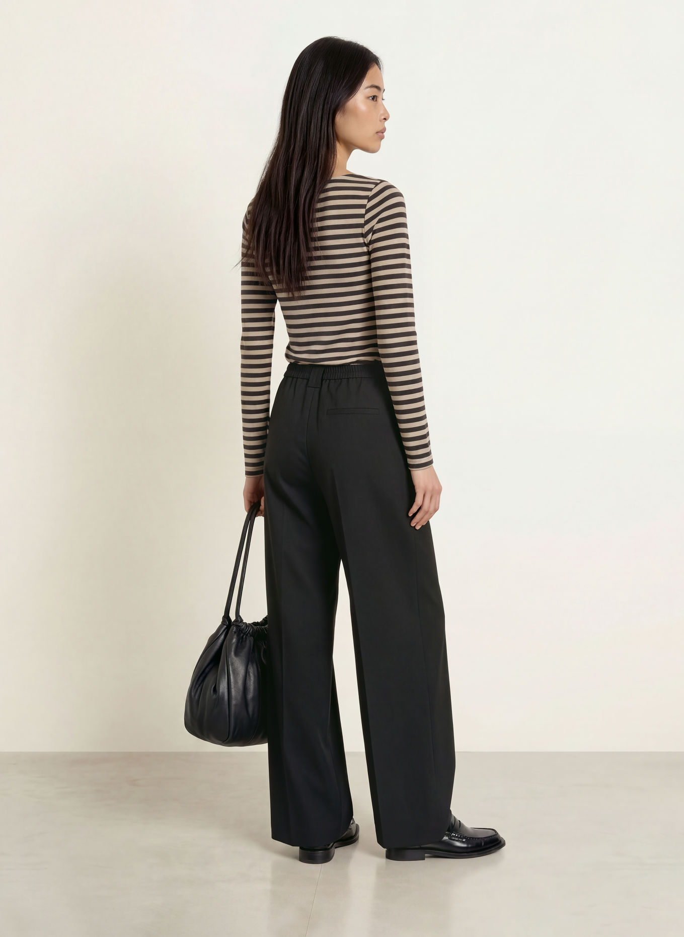 Marc O'Polo Long-sleeve shirt: BEIGE / DARK BROWN