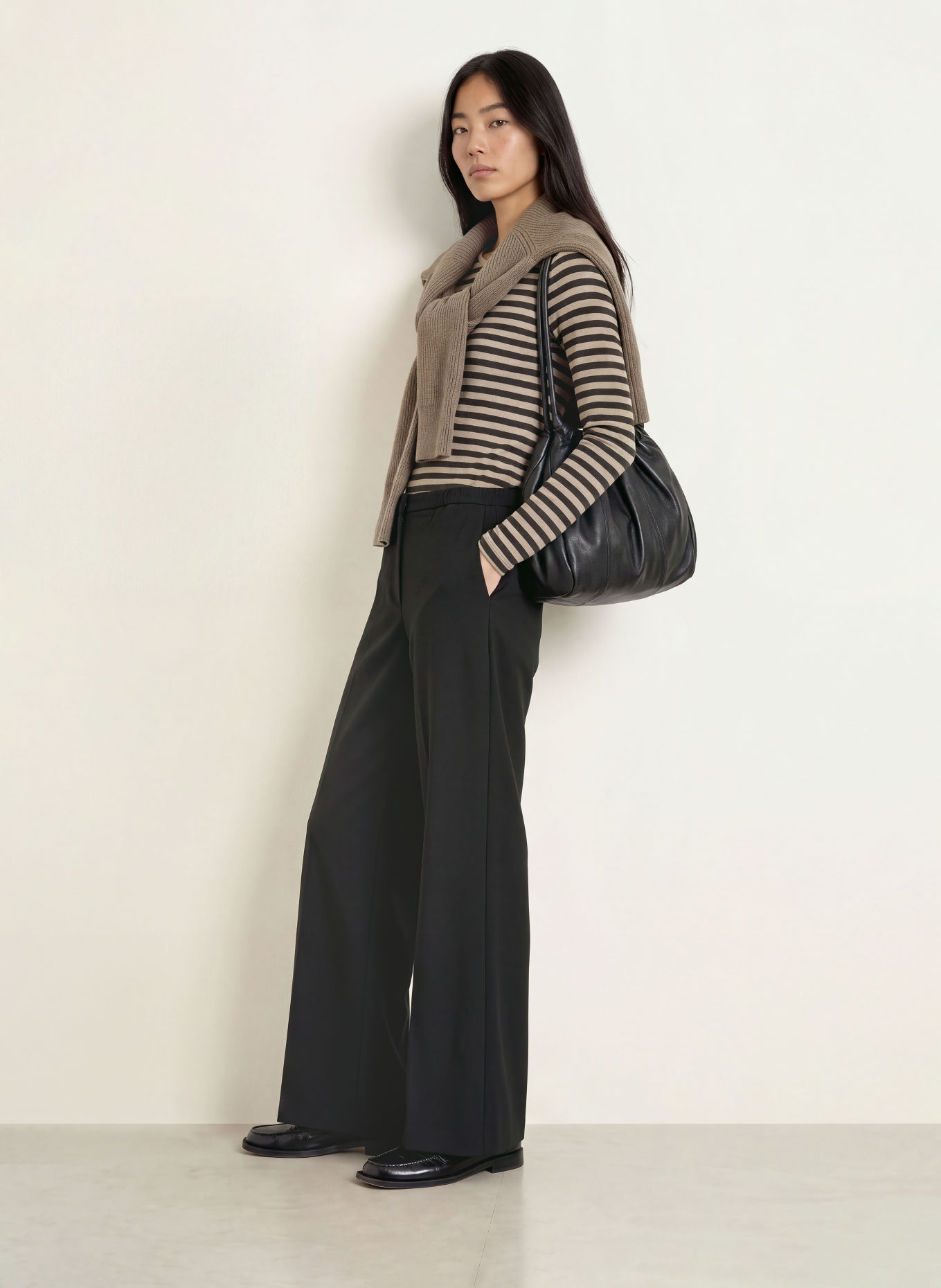 Marc O'Polo Long-sleeve shirt: BEIGE / DARK BROWN