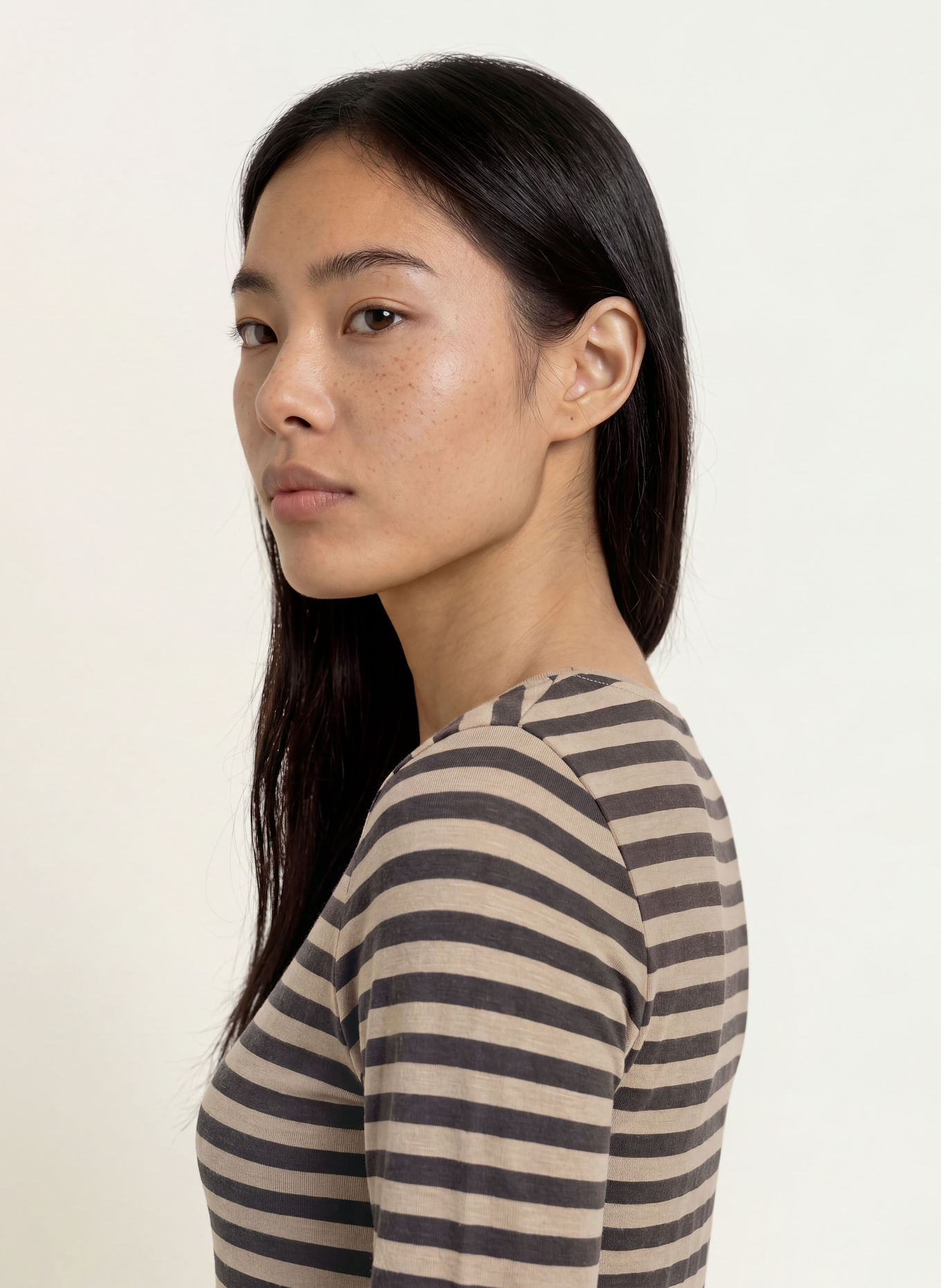 Marc O'Polo Long-sleeve shirt: BEIGE / DARK BROWN