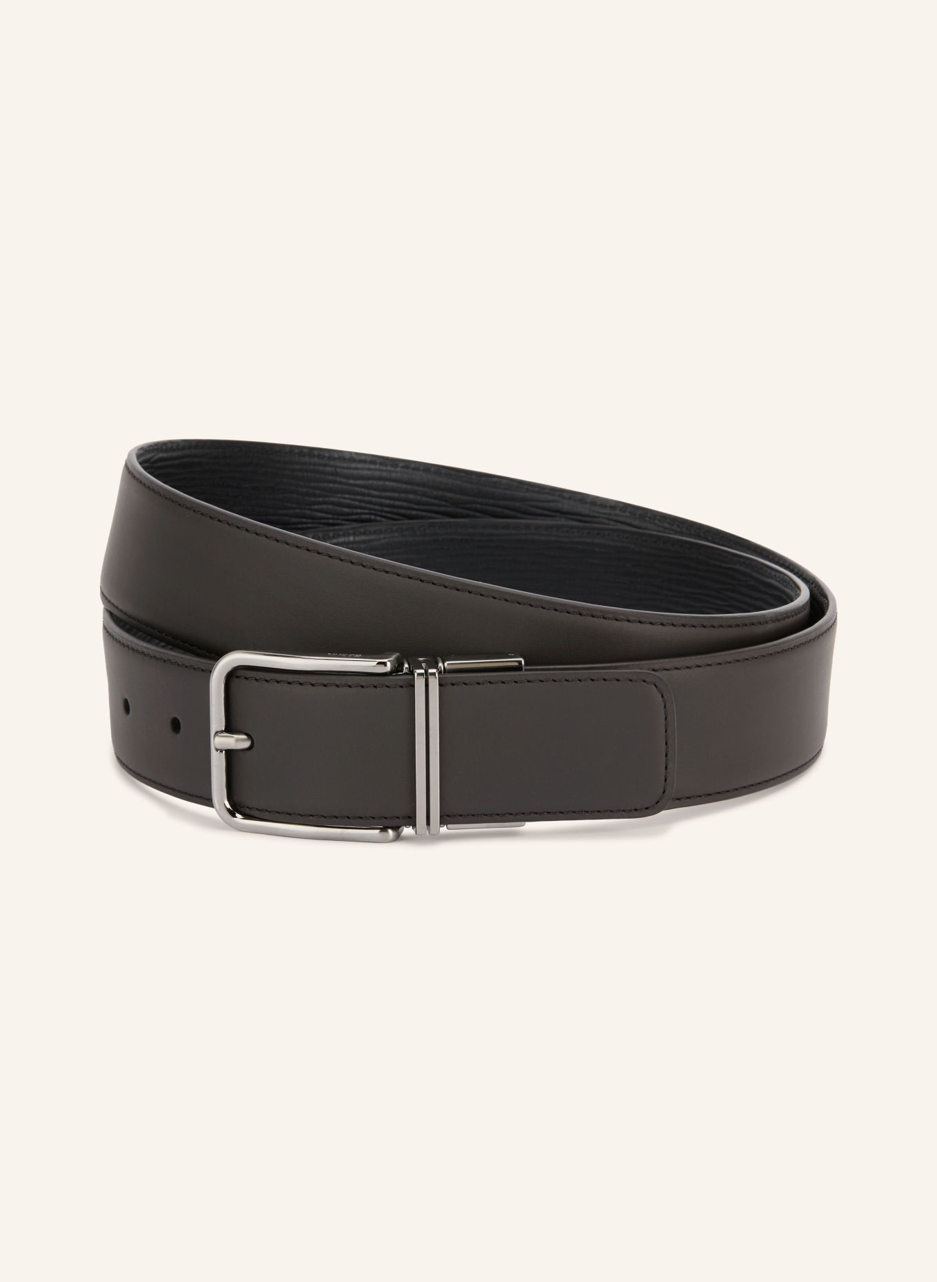 ZEGNA Kožený opasek: ČERNÁ / STŘÍBRNÁ