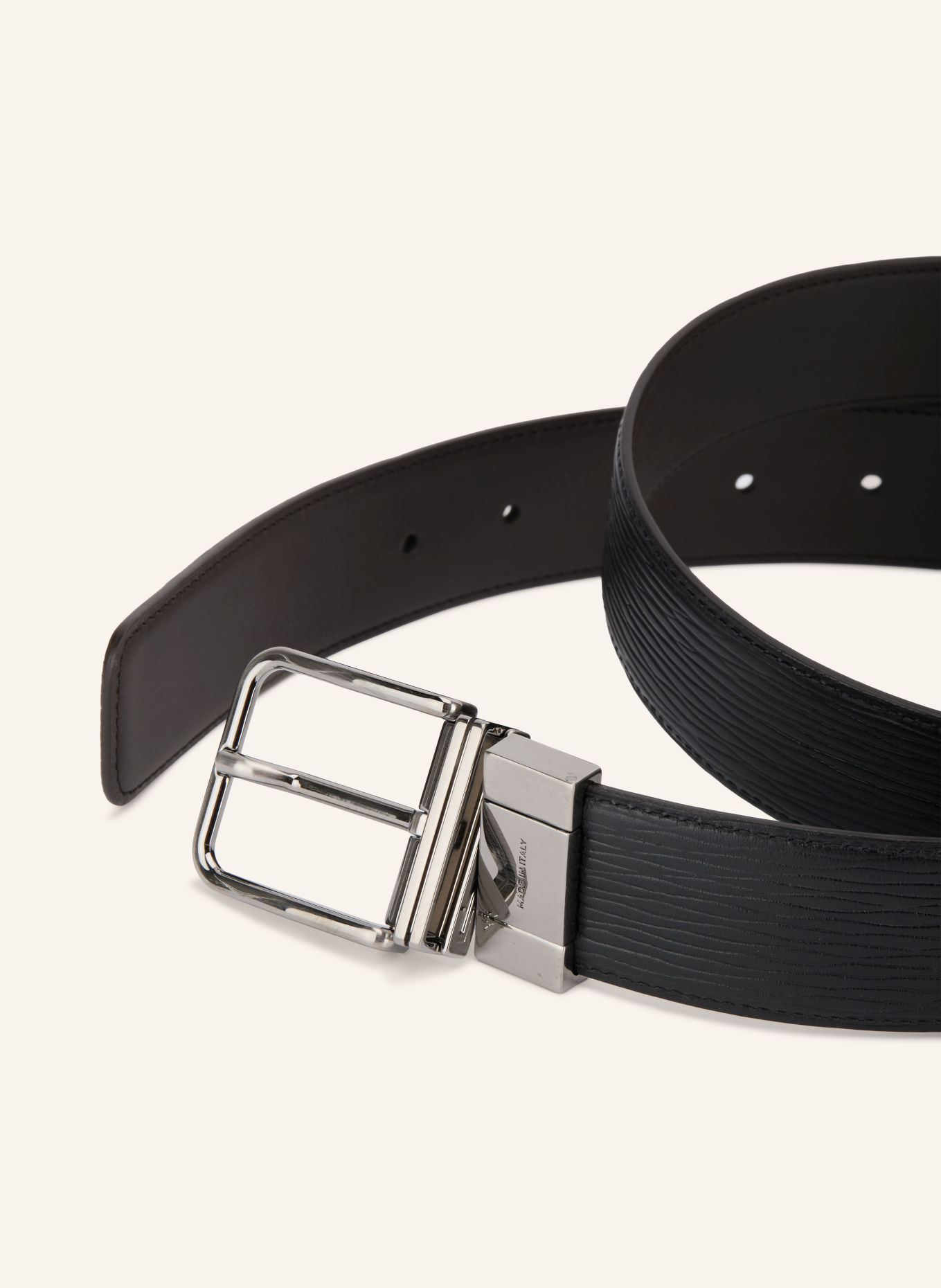 ZEGNA Kožený opasek: ČERNÁ / STŘÍBRNÁ