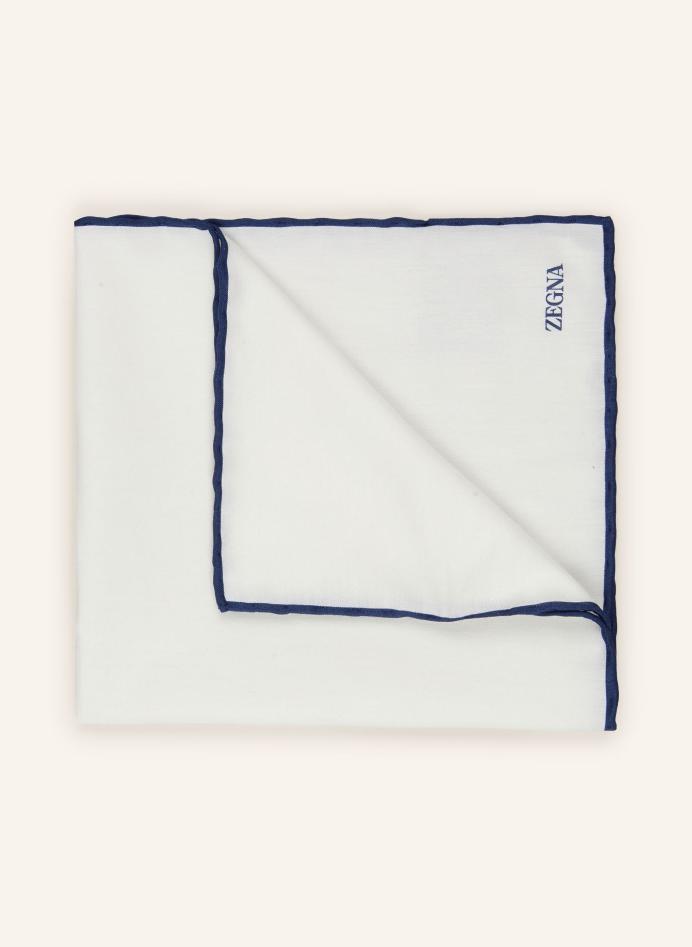 ZEGNA Einstecktuch: WEISS / DUNKELBLAU