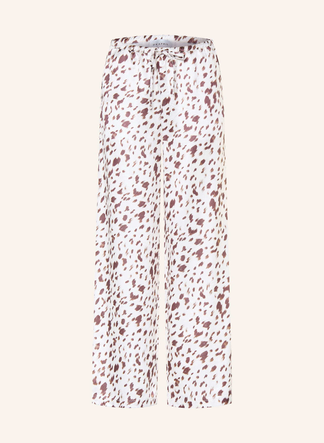 OH APRIL VERDE Satin wide-leg trousers: CREAM / DARK BROWN