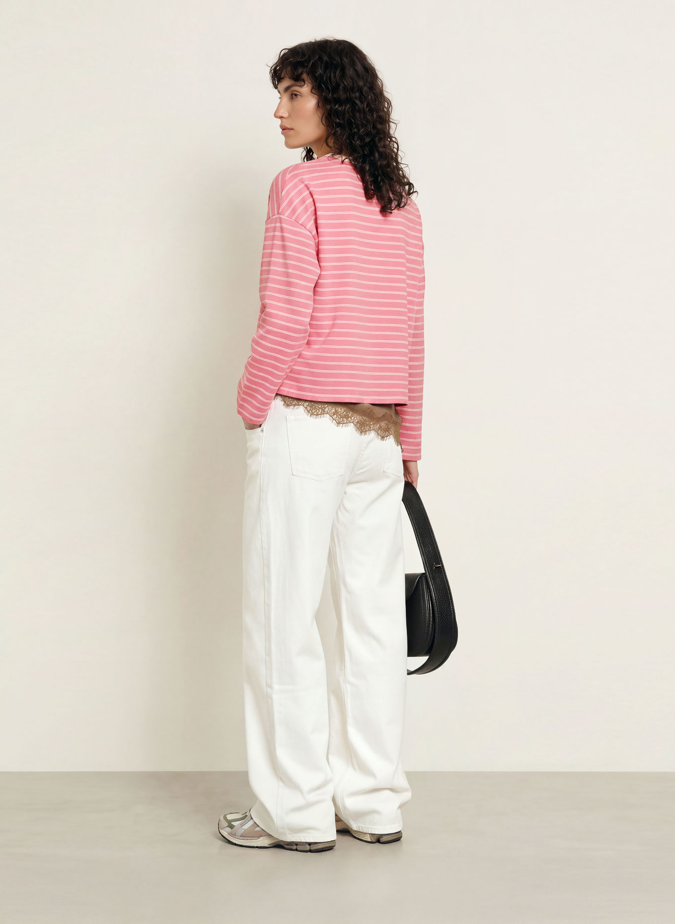 OH APRIL Longsleeve: ROZE / WIT