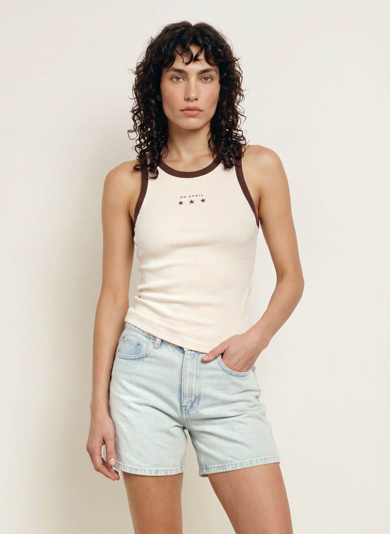 OH APRIL DARA Top: ECRU / BROWN
