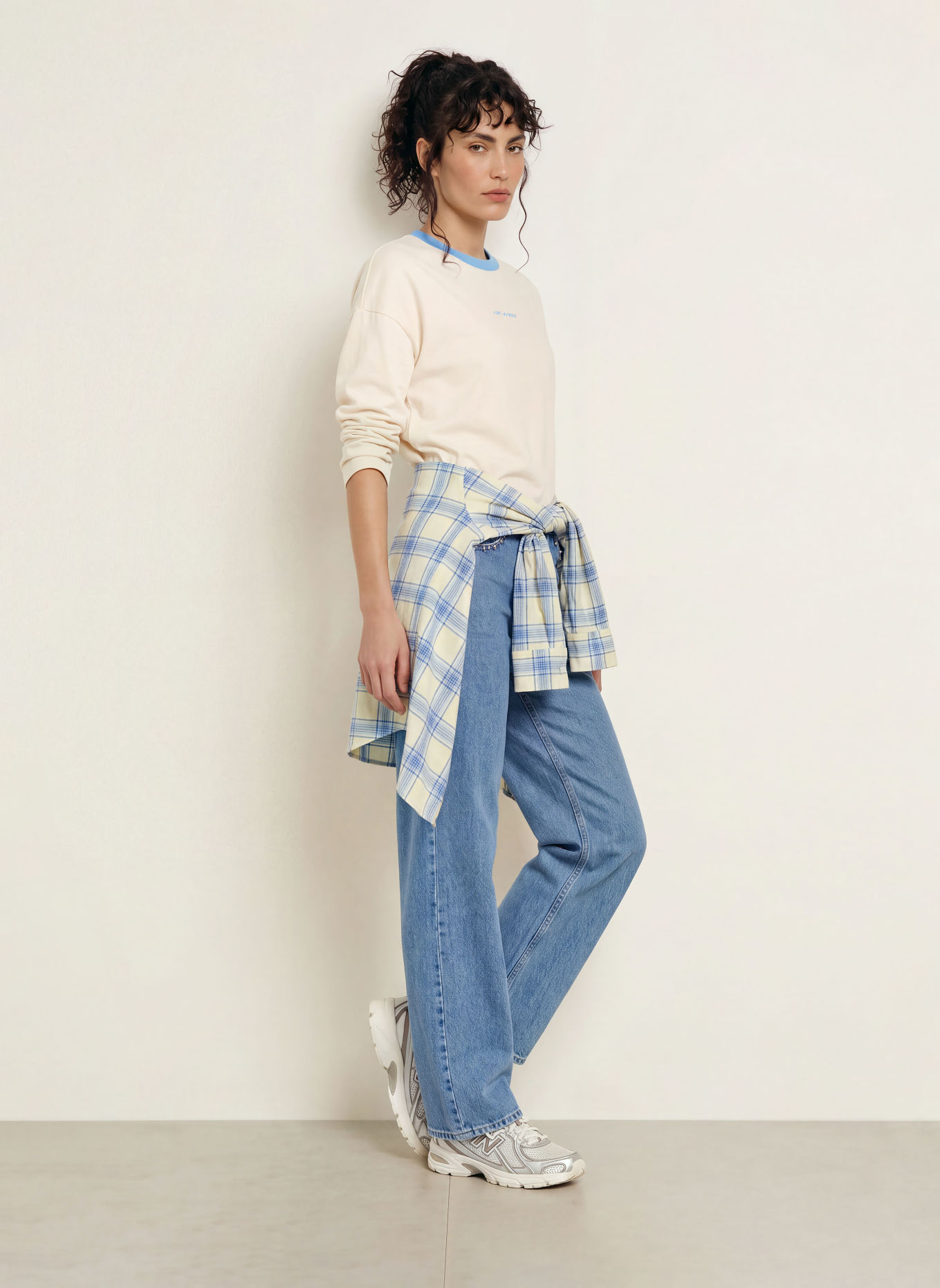 OH APRIL VENETIA Long-sleeve shirt: ECRU / BLUE