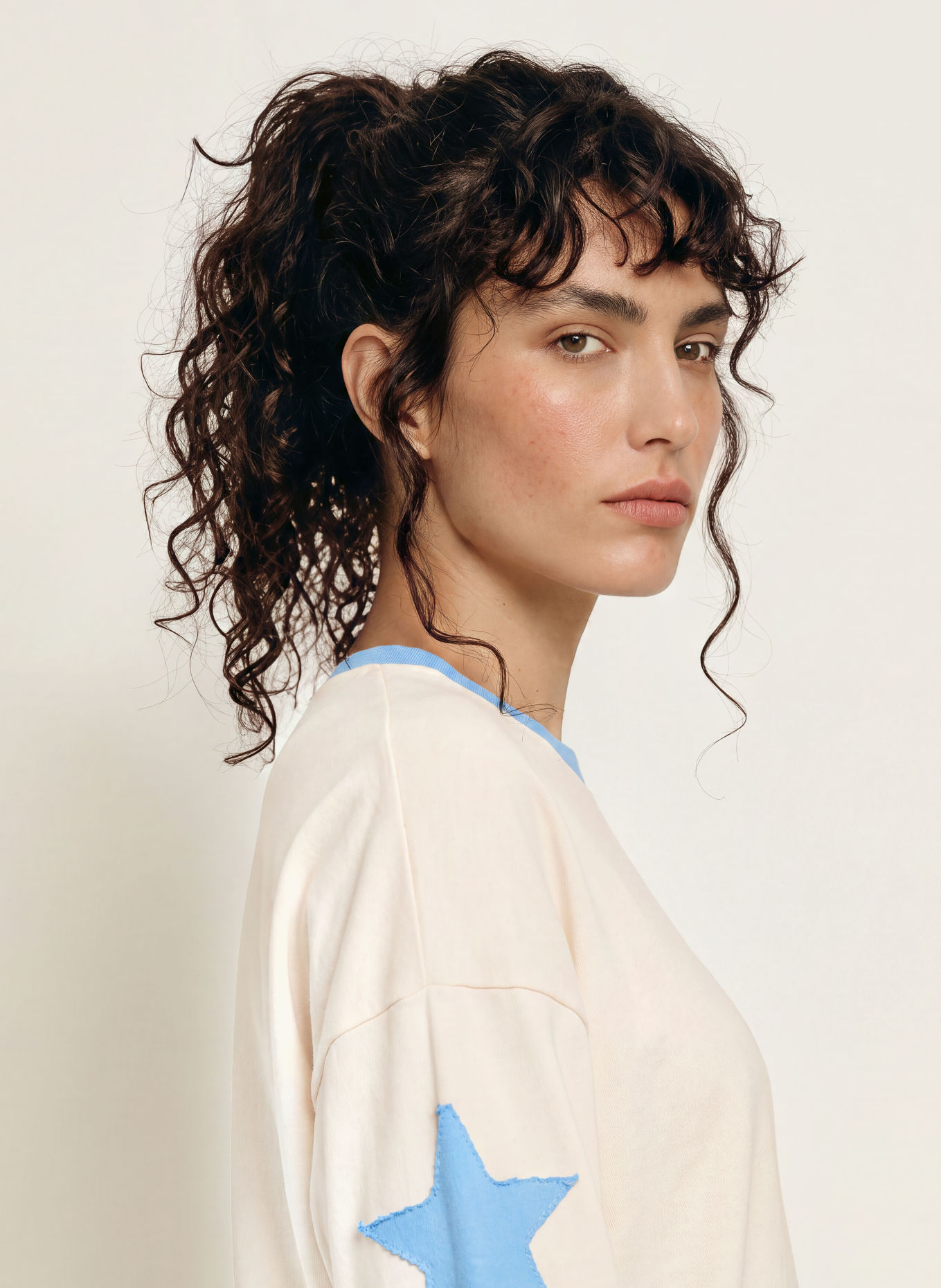 OH APRIL VENETIA Long-sleeve shirt: ECRU / BLUE