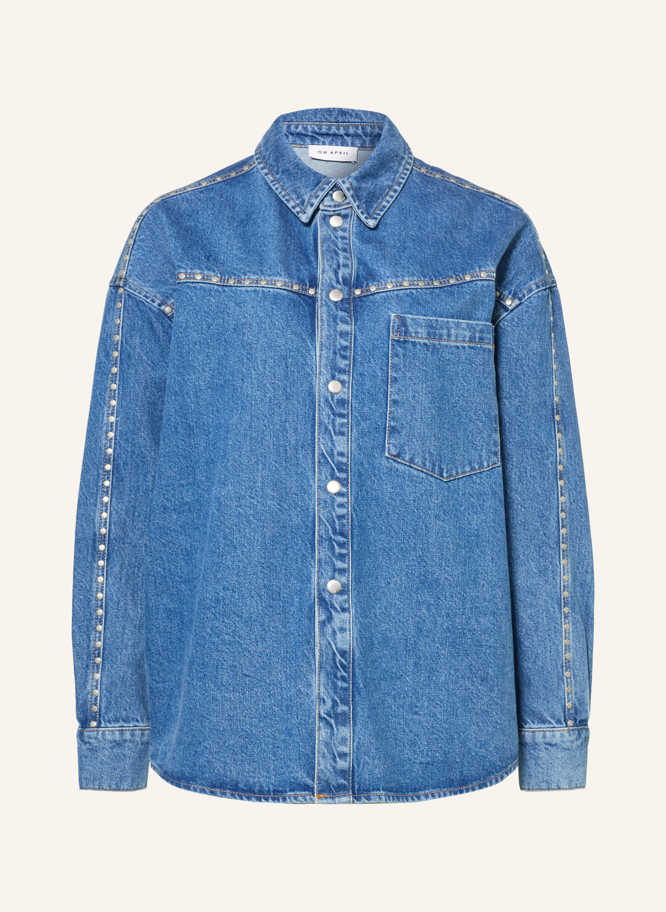 OH APRIL Jeansbluse VIVIAN med nitter: BLÅ