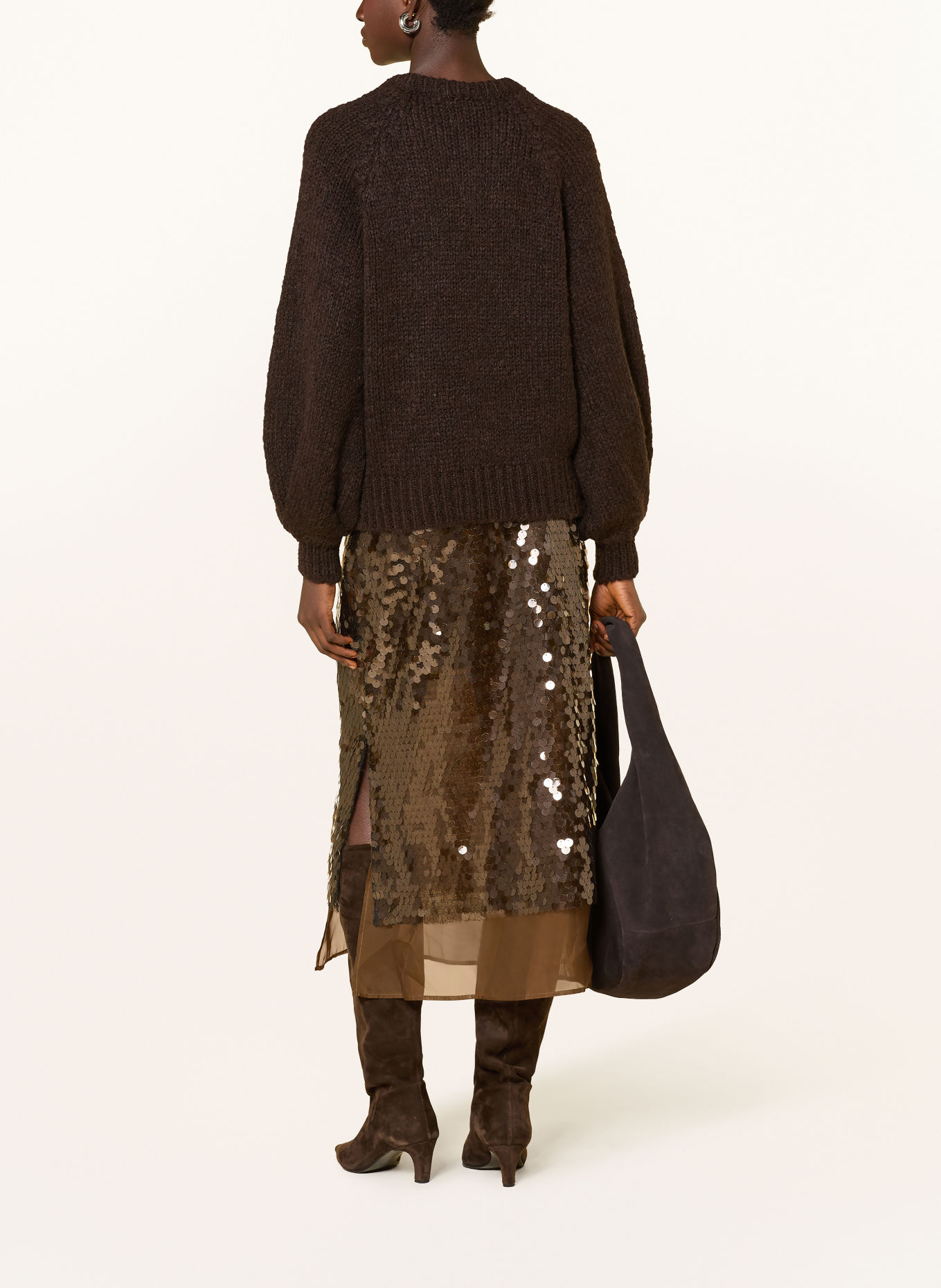 Rich & Royal Tule rok met pailletten: BRUIN