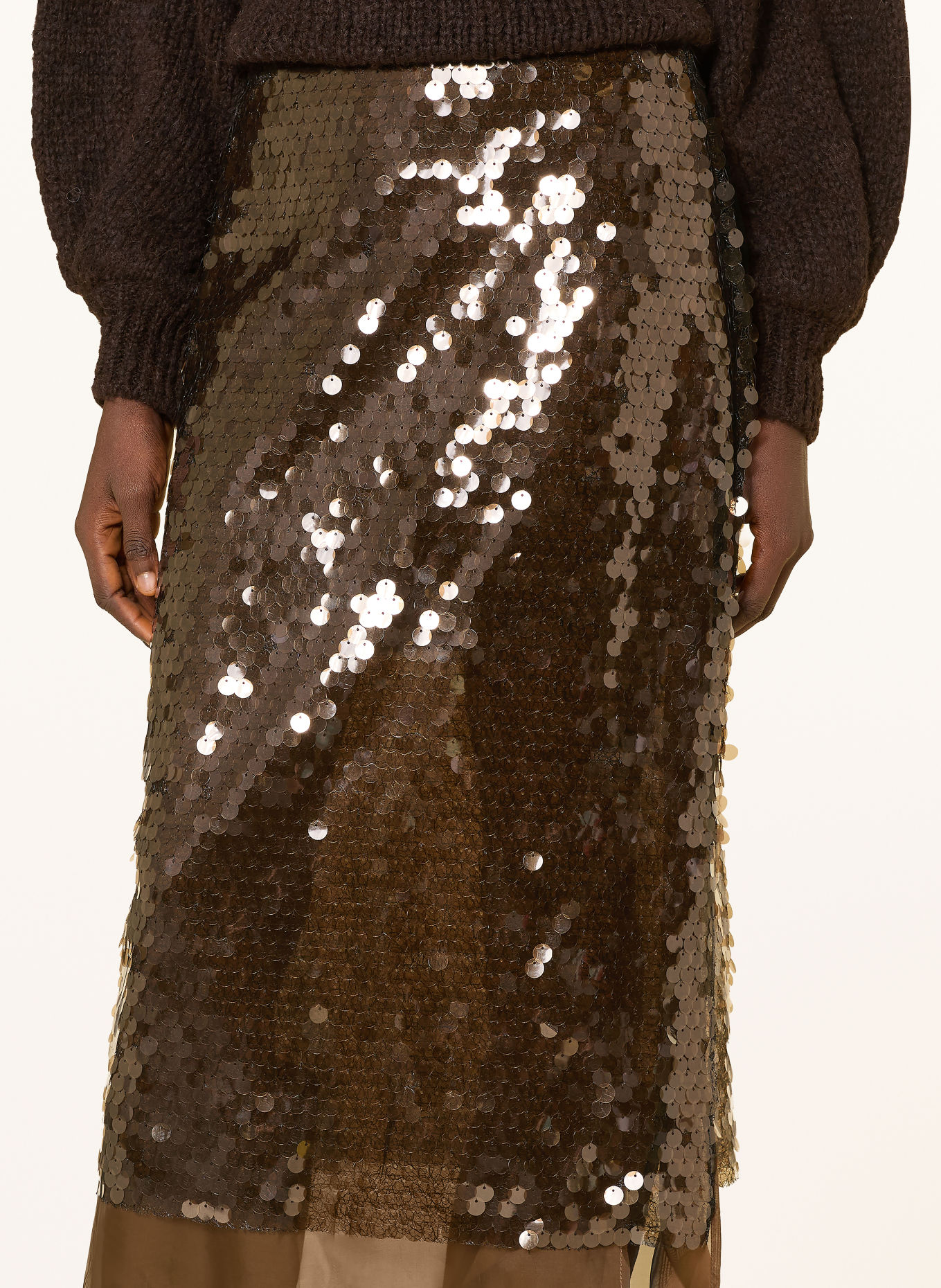 Rich & Royal Tule rok met pailletten: BRUIN