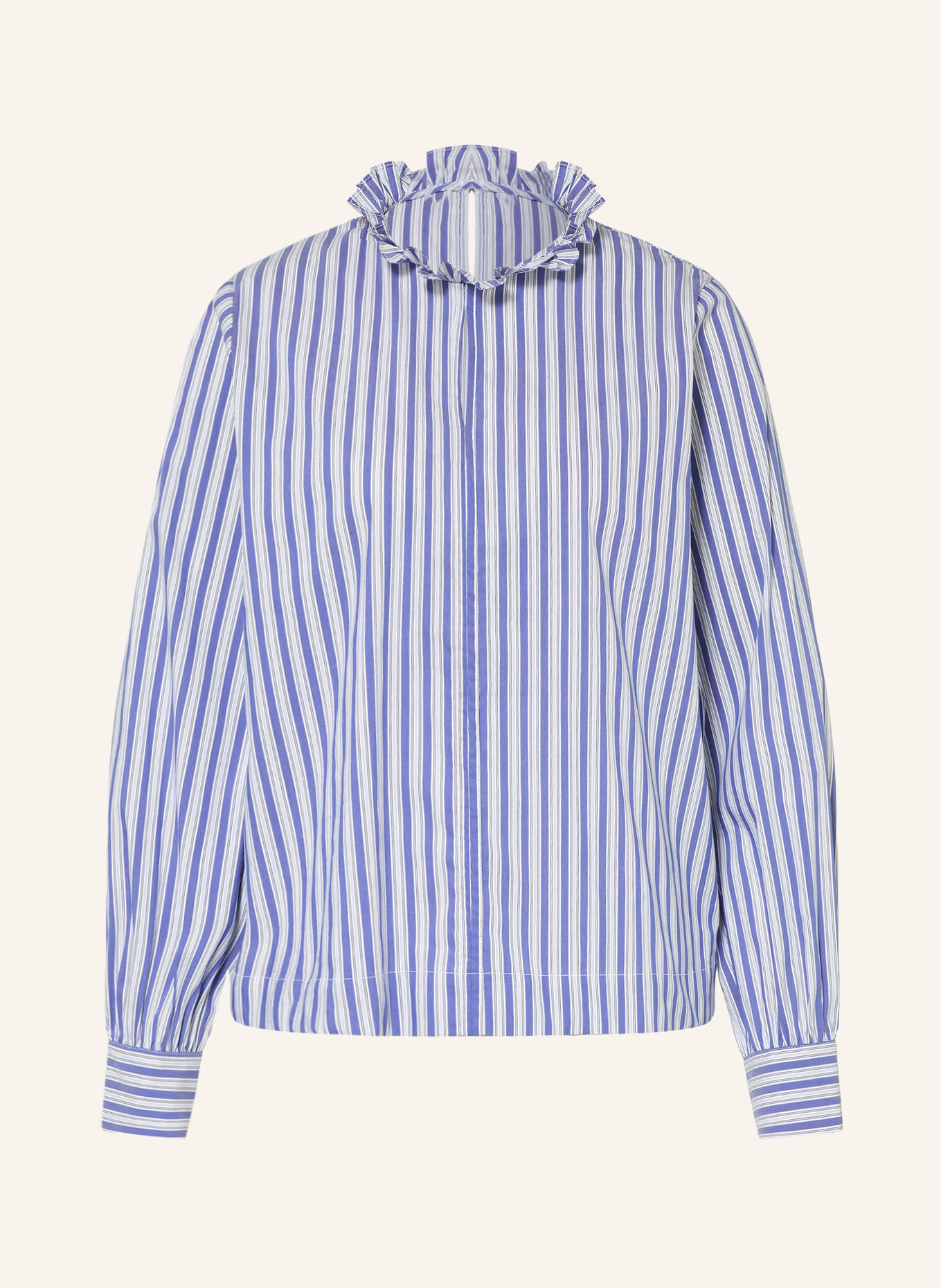Rich & Royal Blouseshirt met ruches: BLAUW / DONKERBLAUW / WIT
