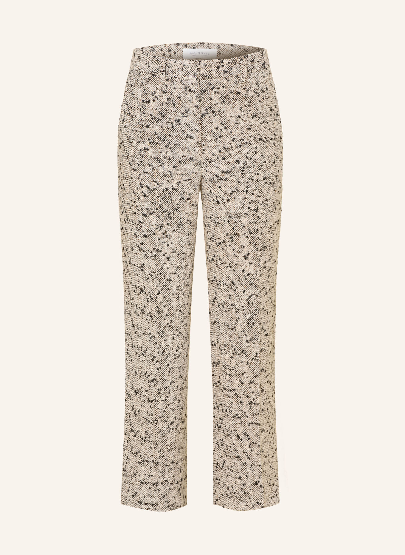Rich & Royal 7/8 broek van tweed: CRÈME / MARRON FONCÉ / DONKERBLAUW