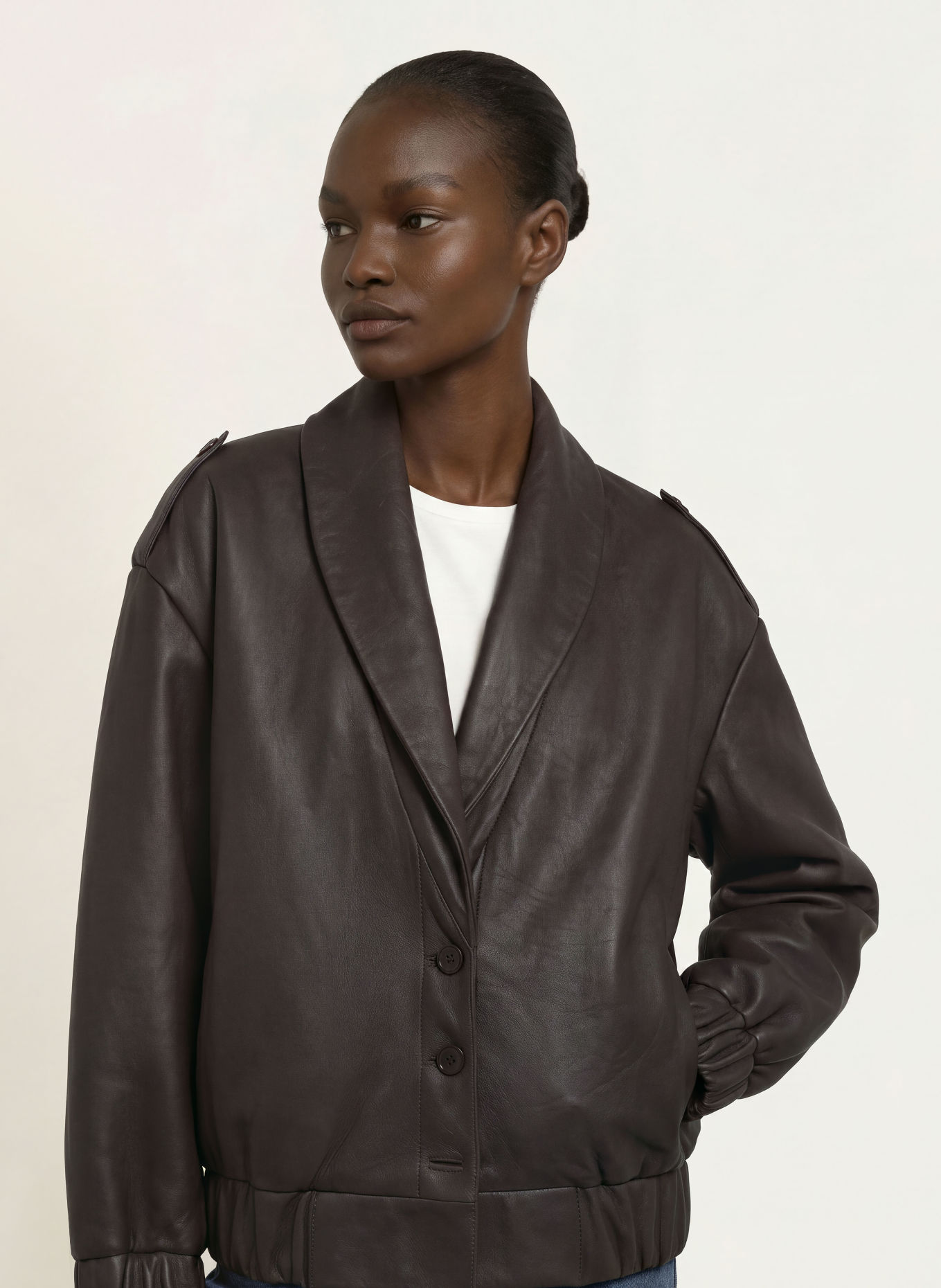 by Aylin Koenig Leren jas JELLA: MARRON FONCÉ