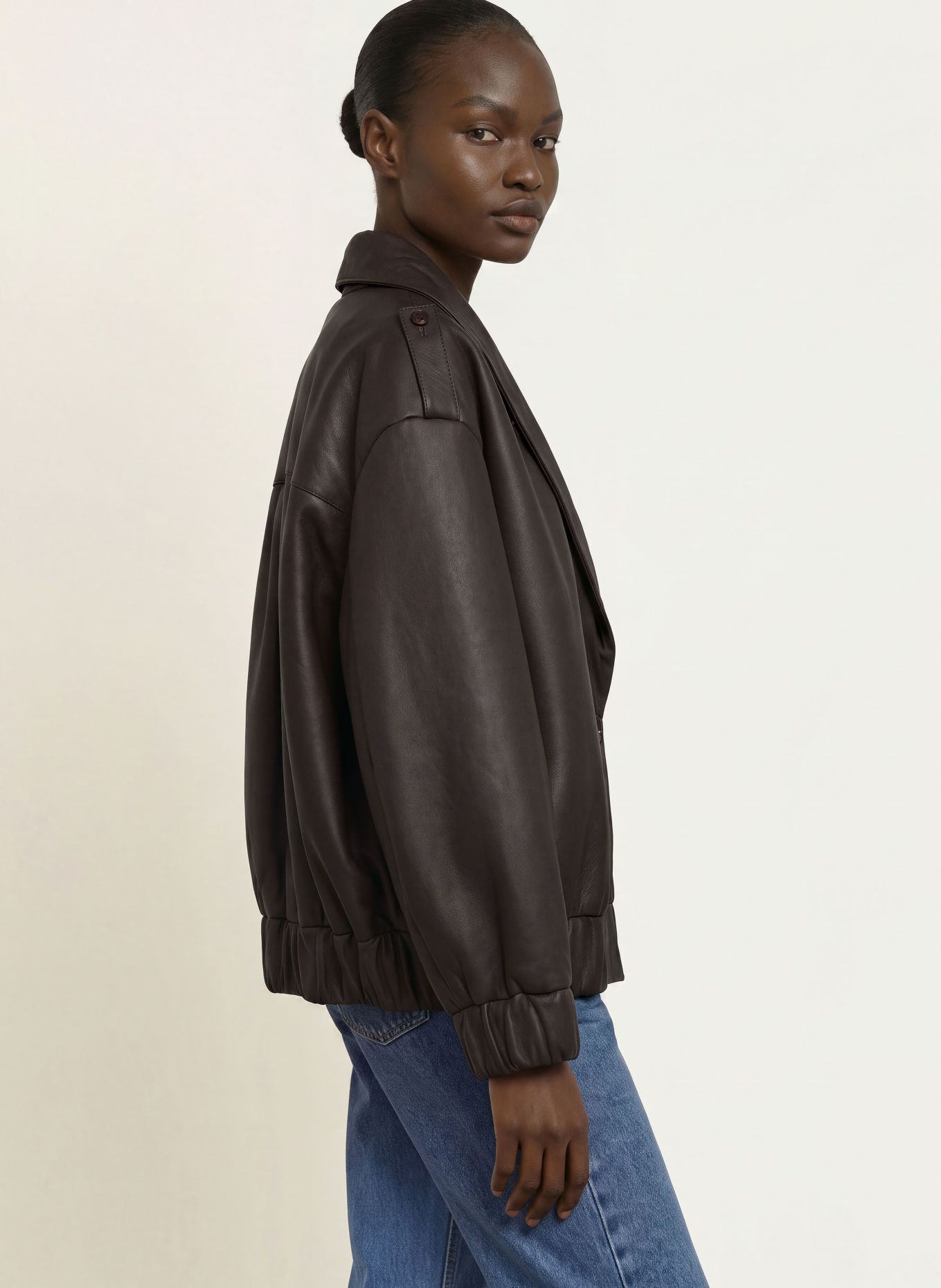 by Aylin Koenig Leren jas JELLA: MARRON FONCÉ