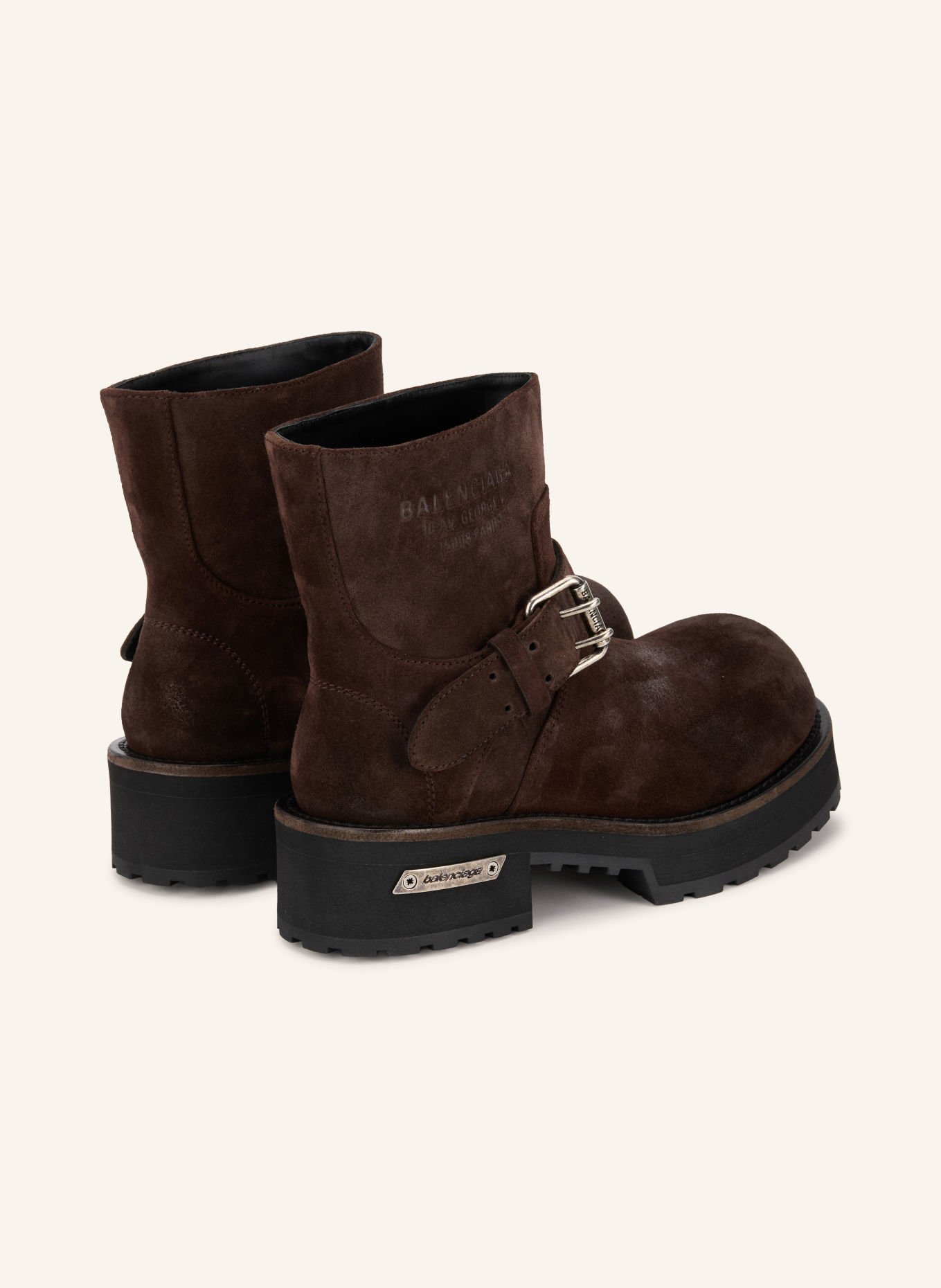 BALENCIAGA Botki na platformie: CIEMNOBRĄZOWY / SREBRNY