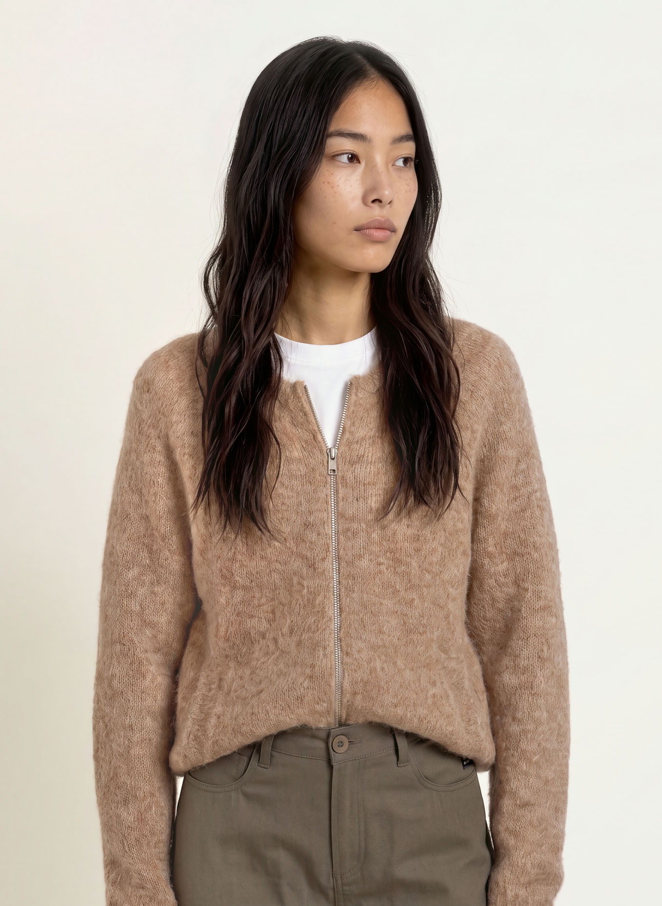 ELIAS RUMELIS DAMONA-vest met alpaca: LICHTBRUIN
