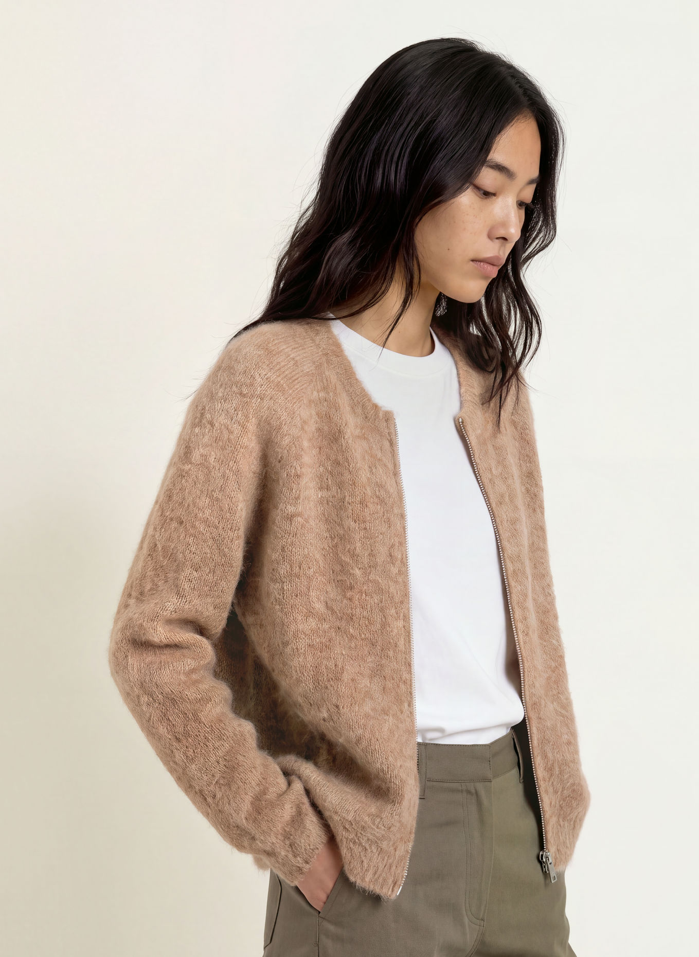ELIAS RUMELIS DAMONA-vest met alpaca: LICHTBRUIN
