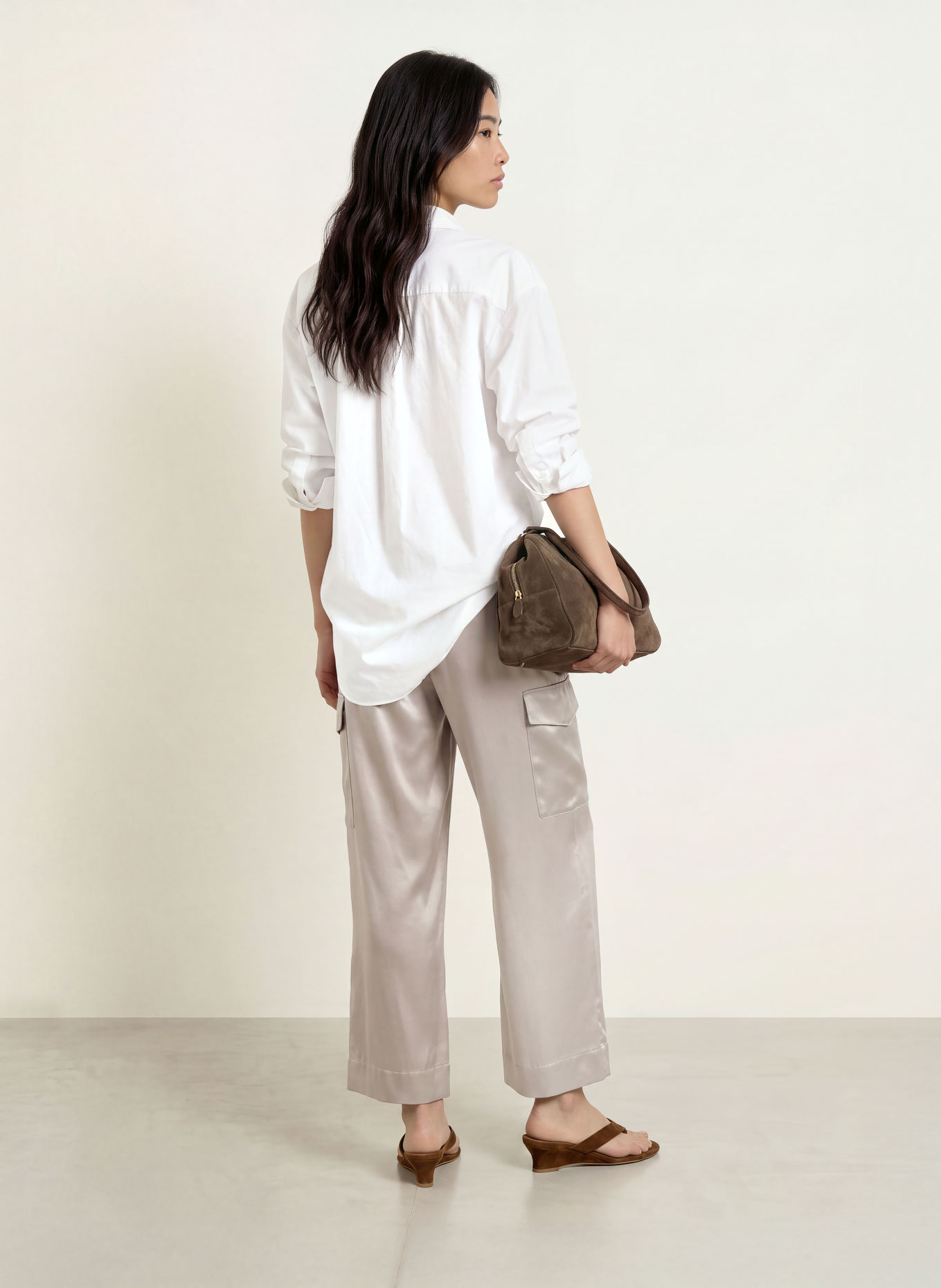 ELIAS RUMELIS Cargo-Culotte HERMI aus Satin: SILBER