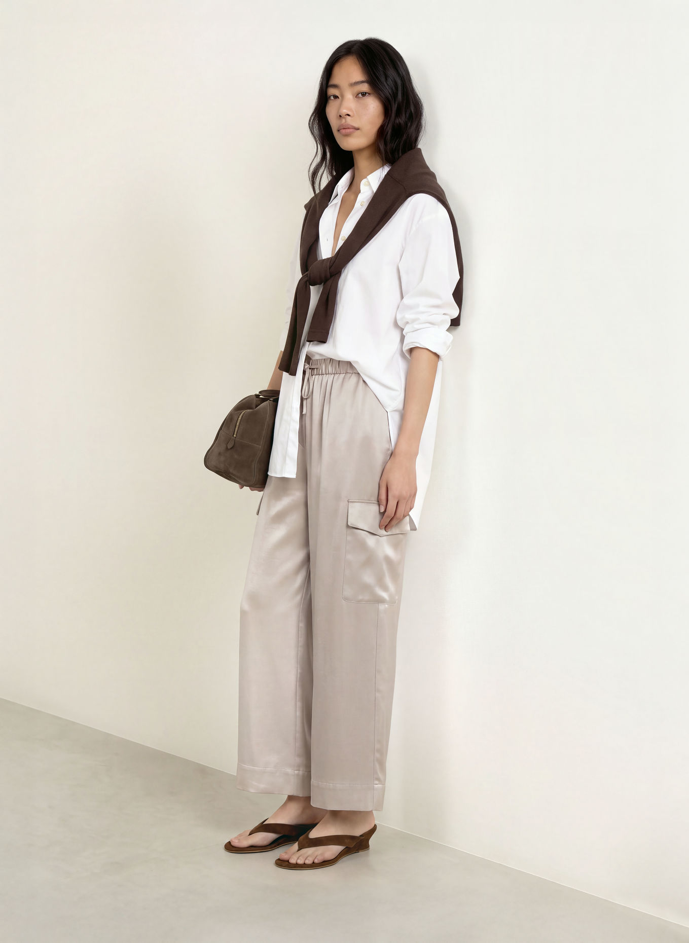 ELIAS RUMELIS Cargo-Culotte HERMI aus Satin: SILBER