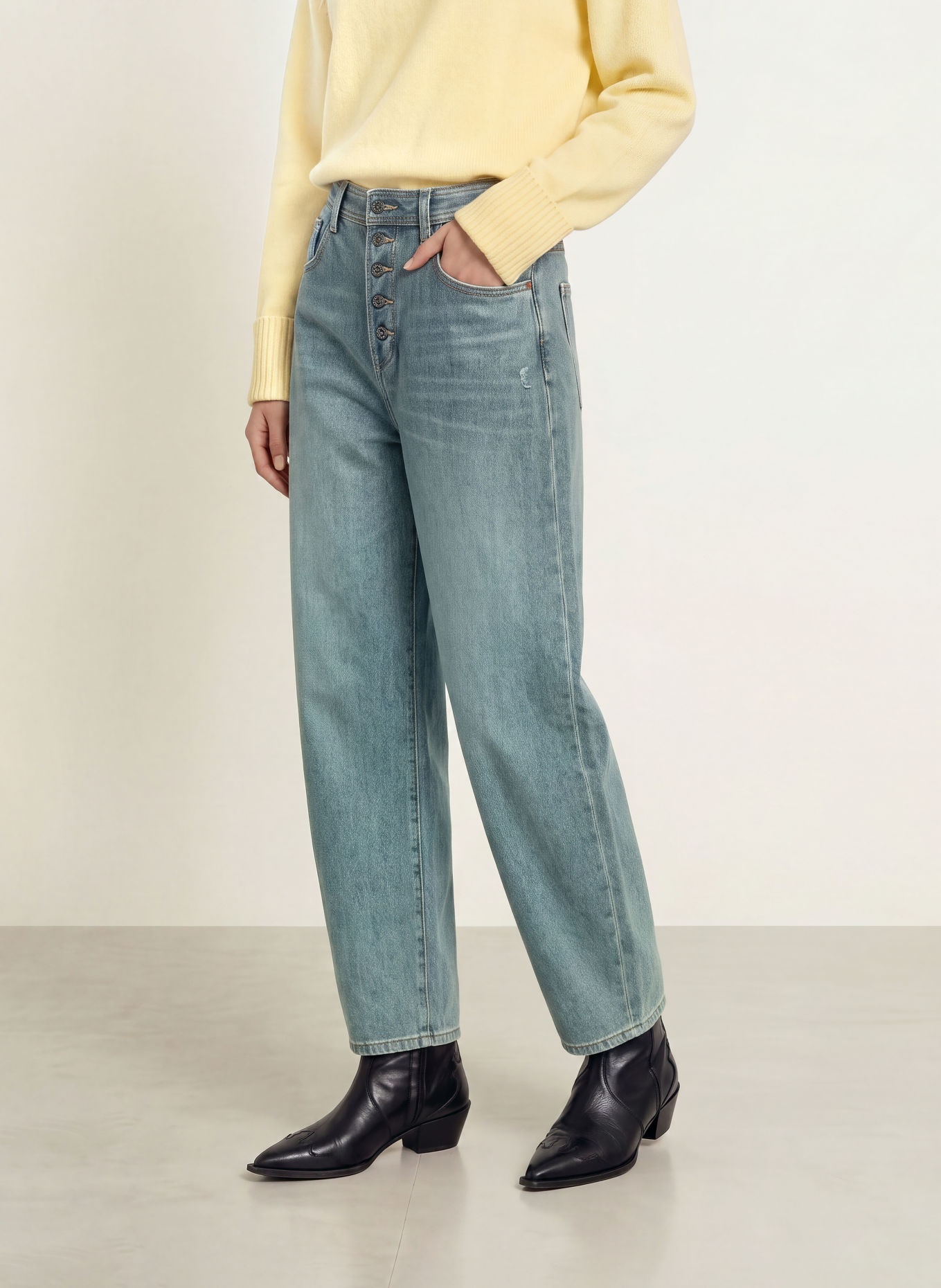 ELIAS RUMELIS Jeansy typu barrel DORO: 1161 sky grey blue