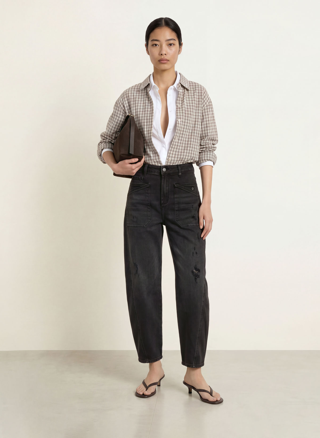 ELIAS RUMELIS Barrel-leg jeans ISABELLA: 1177 ebony black wash