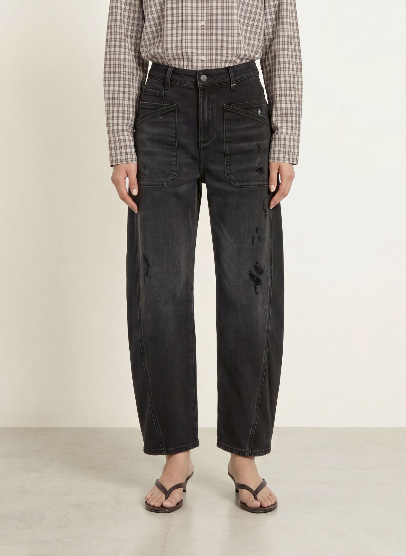ELIAS RUMELIS Barrel-leg jeans ISABELLA: 1177 ebony black wash
