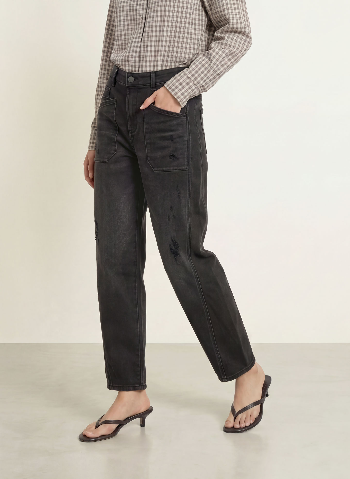 ELIAS RUMELIS Barrel-leg jeans ISABELLA: 1177 ebony black wash