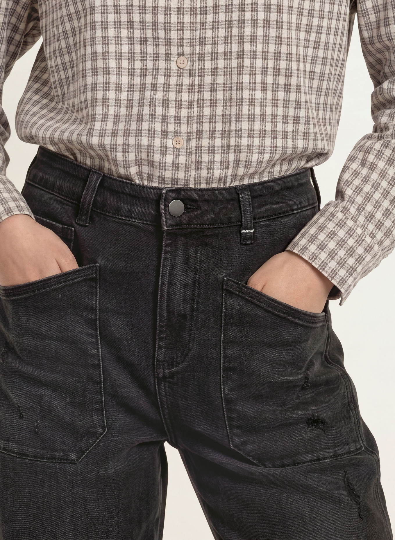 ELIAS RUMELIS Barrel-leg jeans ISABELLA: 1177 ebony black wash