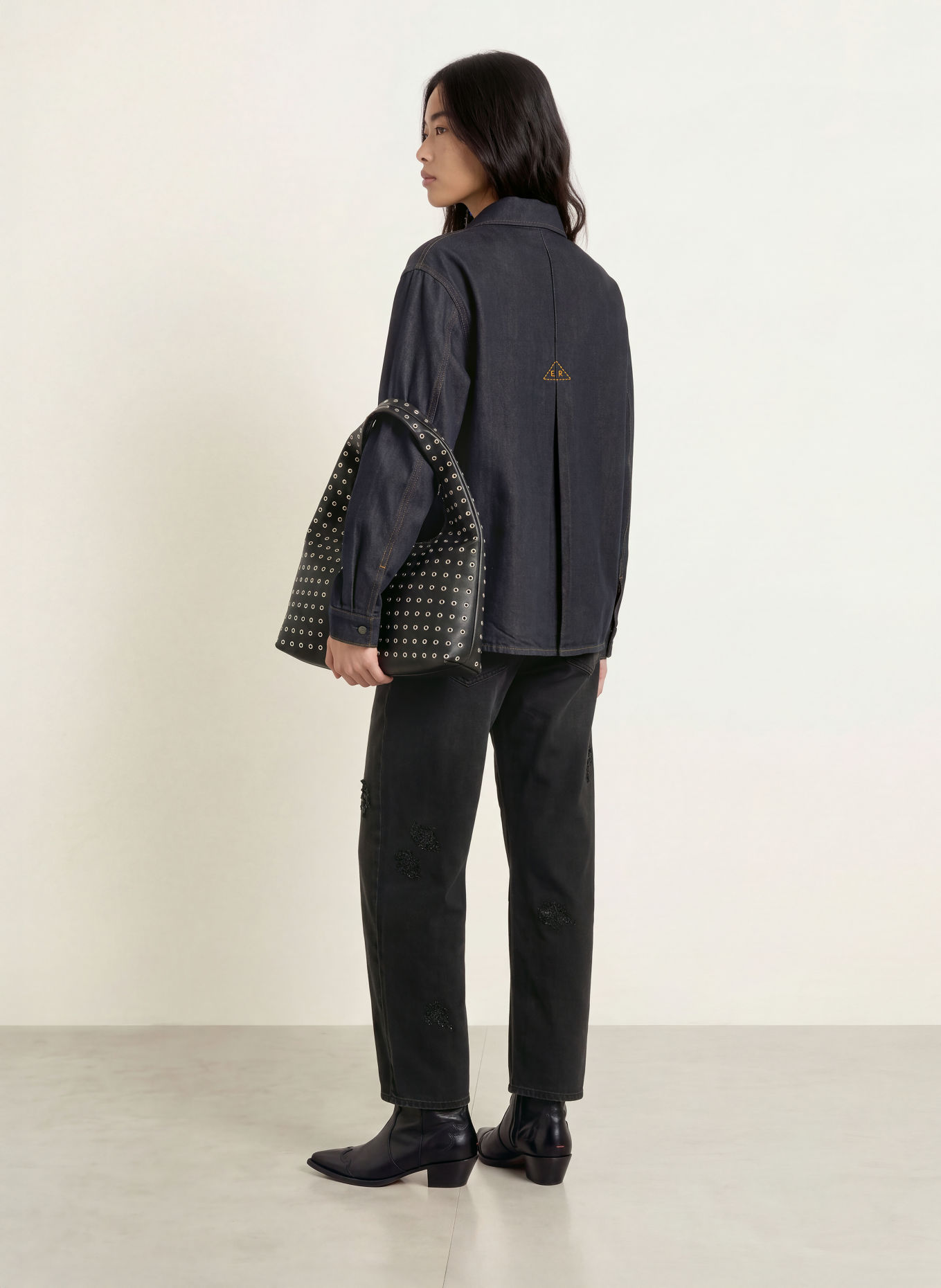 ELIAS RUMELIS Denimblouse AURELA: DONKERBLAUW