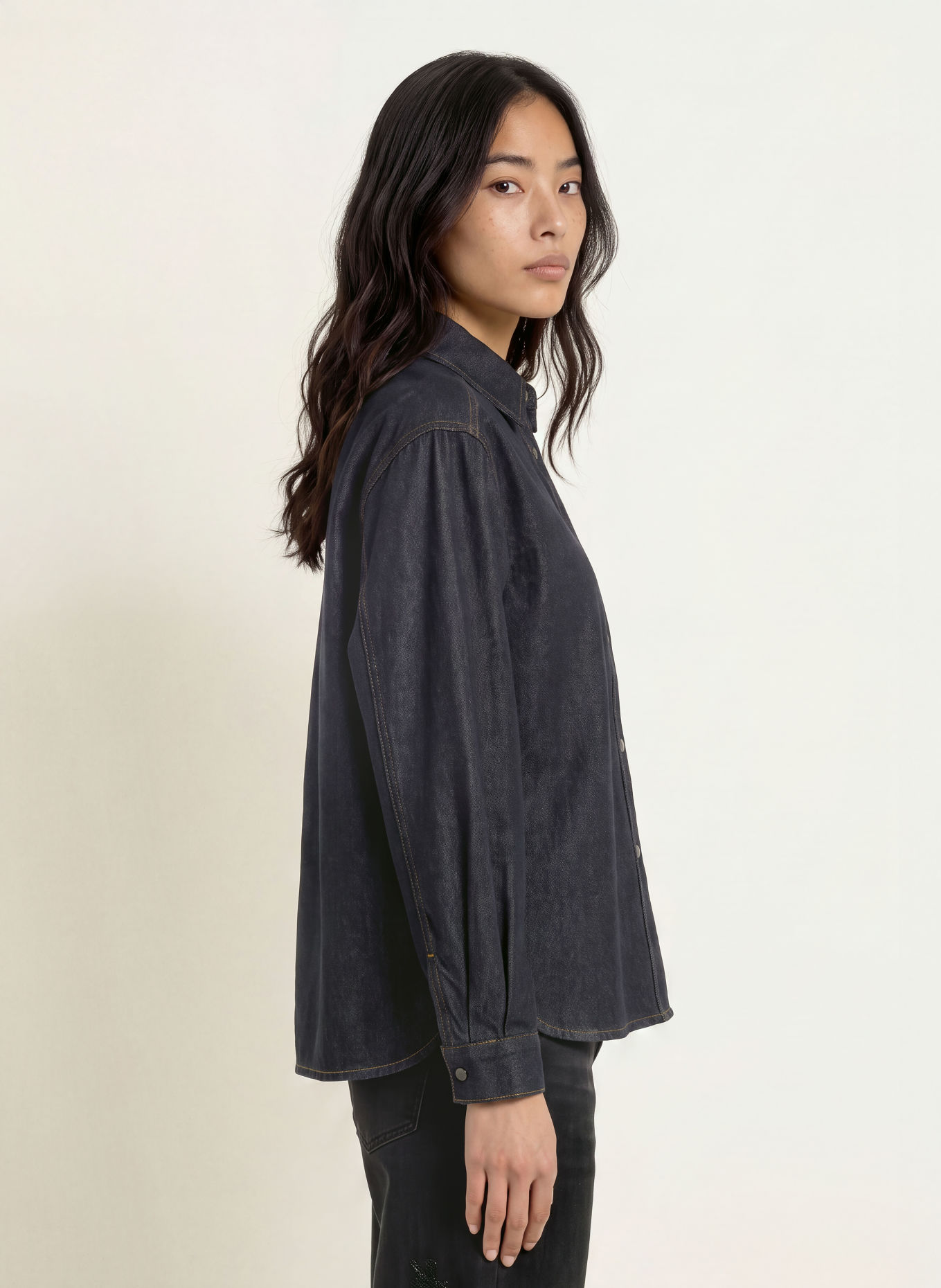 ELIAS RUMELIS Denimblouse AURELA: DONKERBLAUW