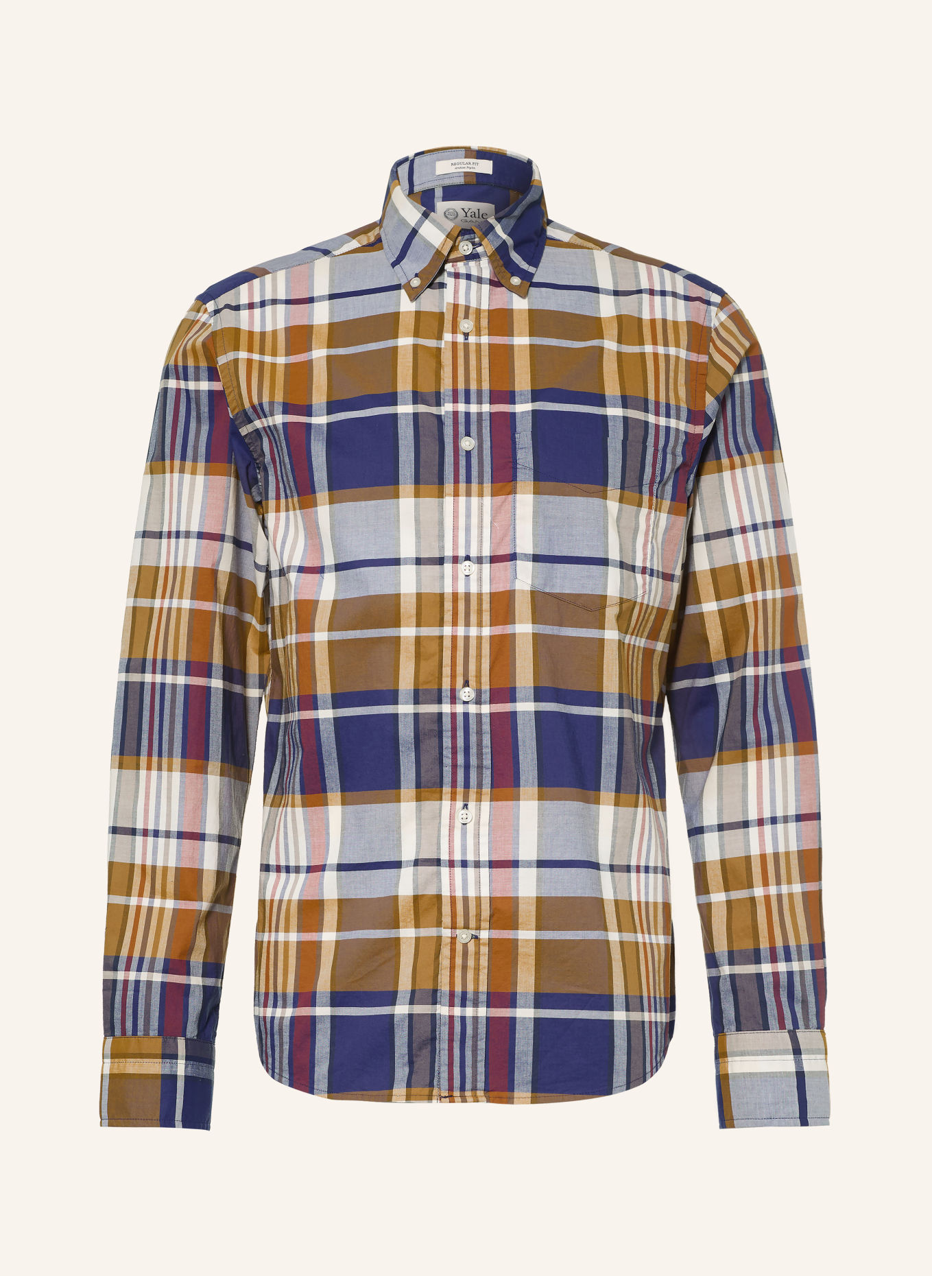 GANT Overhemd met normale pasvorm: DONKERBLAUW / COGNAC / DONKERROOD