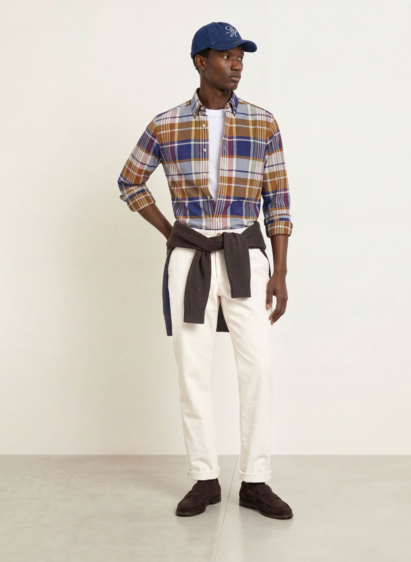 GANT Overhemd met normale pasvorm: DONKERBLAUW / COGNAC / DONKERROOD