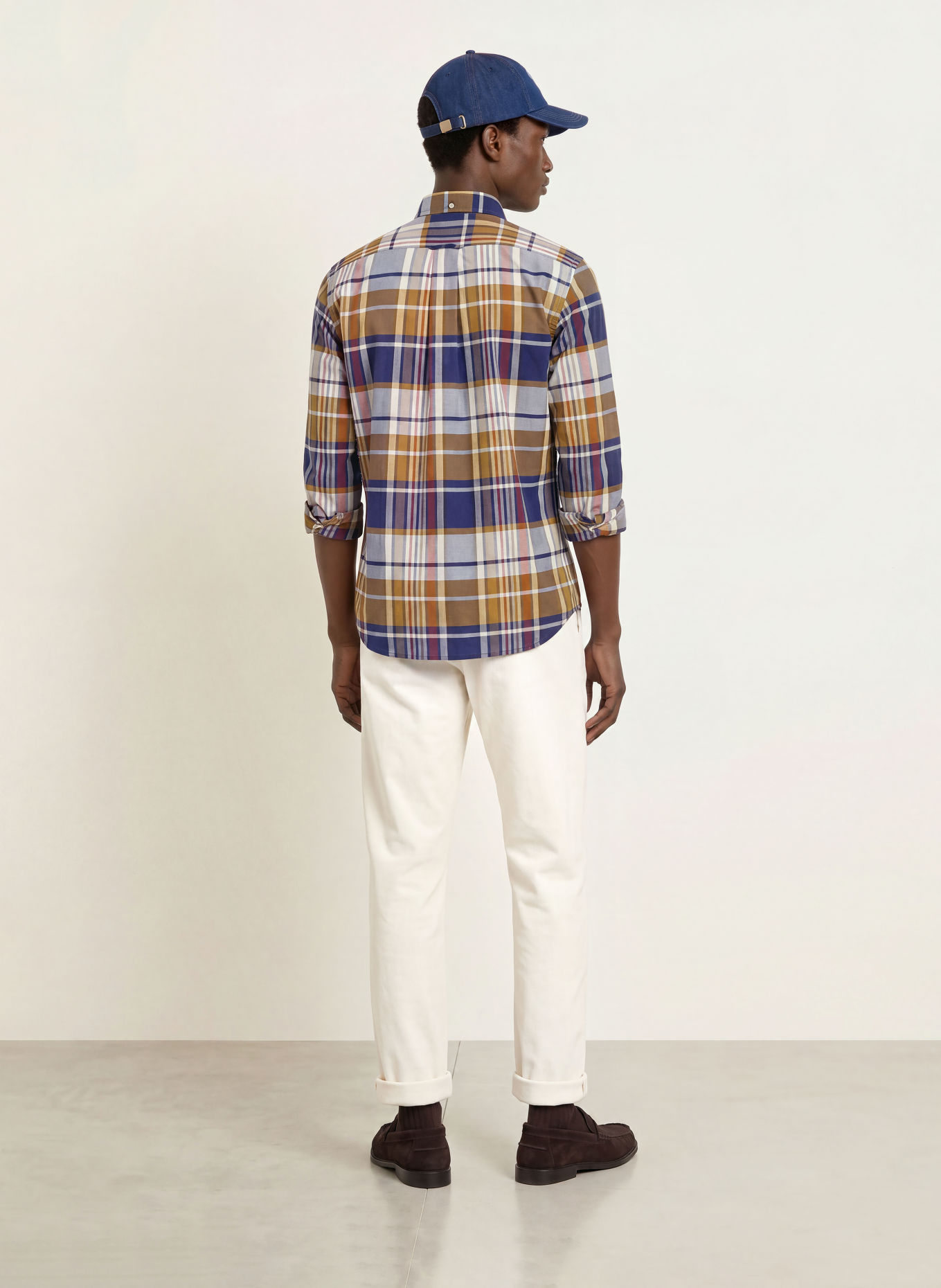 GANT Overhemd met normale pasvorm: DONKERBLAUW / COGNAC / DONKERROOD