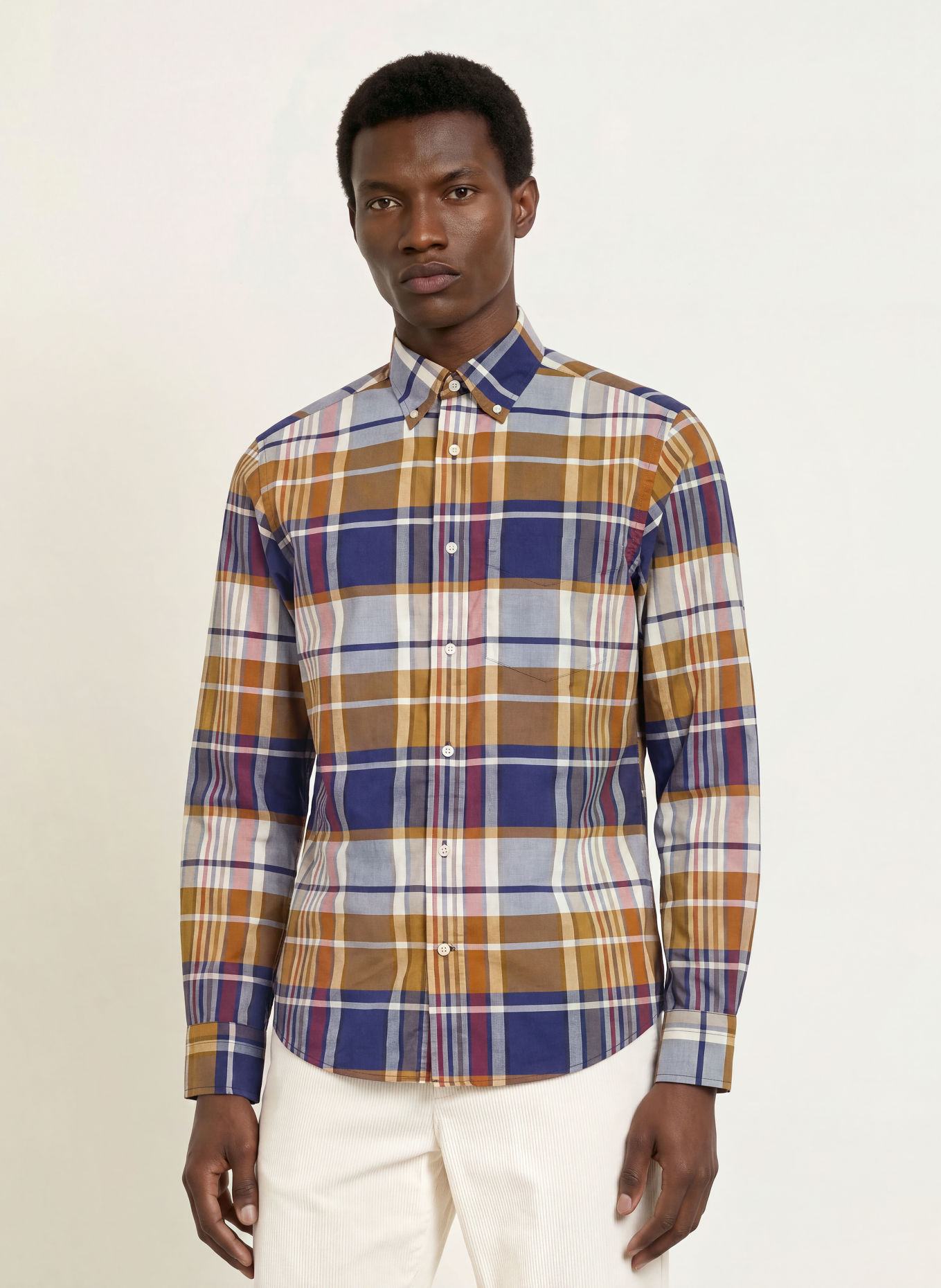 GANT Overhemd met normale pasvorm: DONKERBLAUW / COGNAC / DONKERROOD