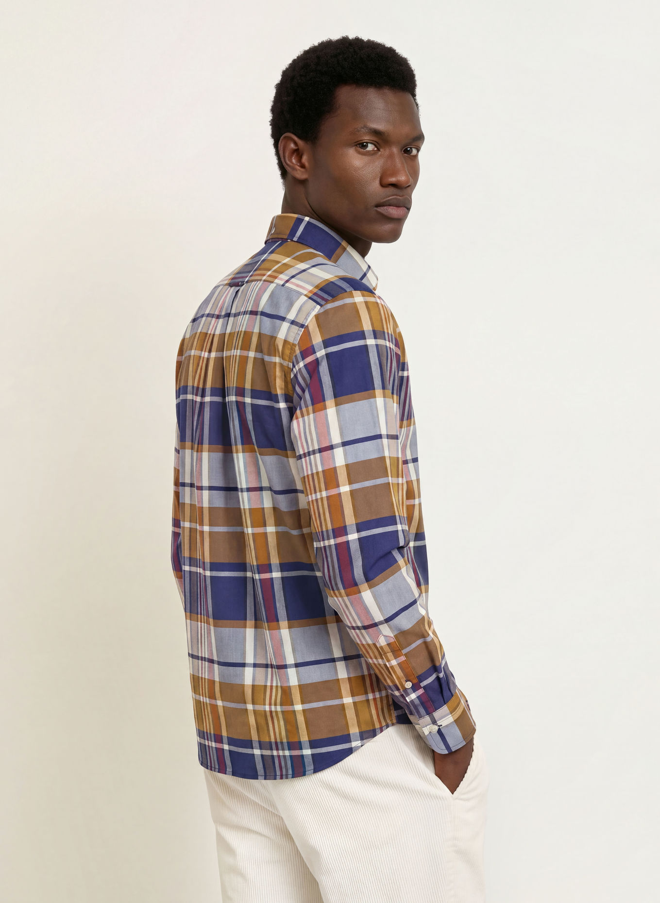 GANT Overhemd met normale pasvorm: DONKERBLAUW / COGNAC / DONKERROOD